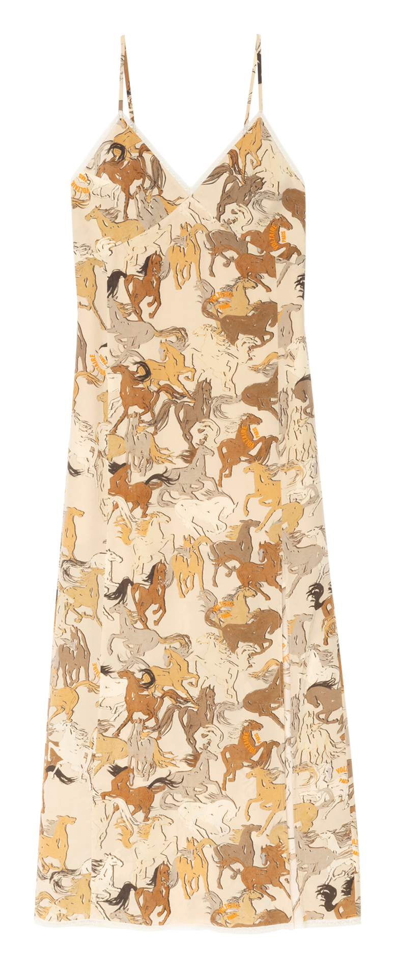 Robe droite col V en soie imprimée ZADIG&VOLTAIRE Blanc