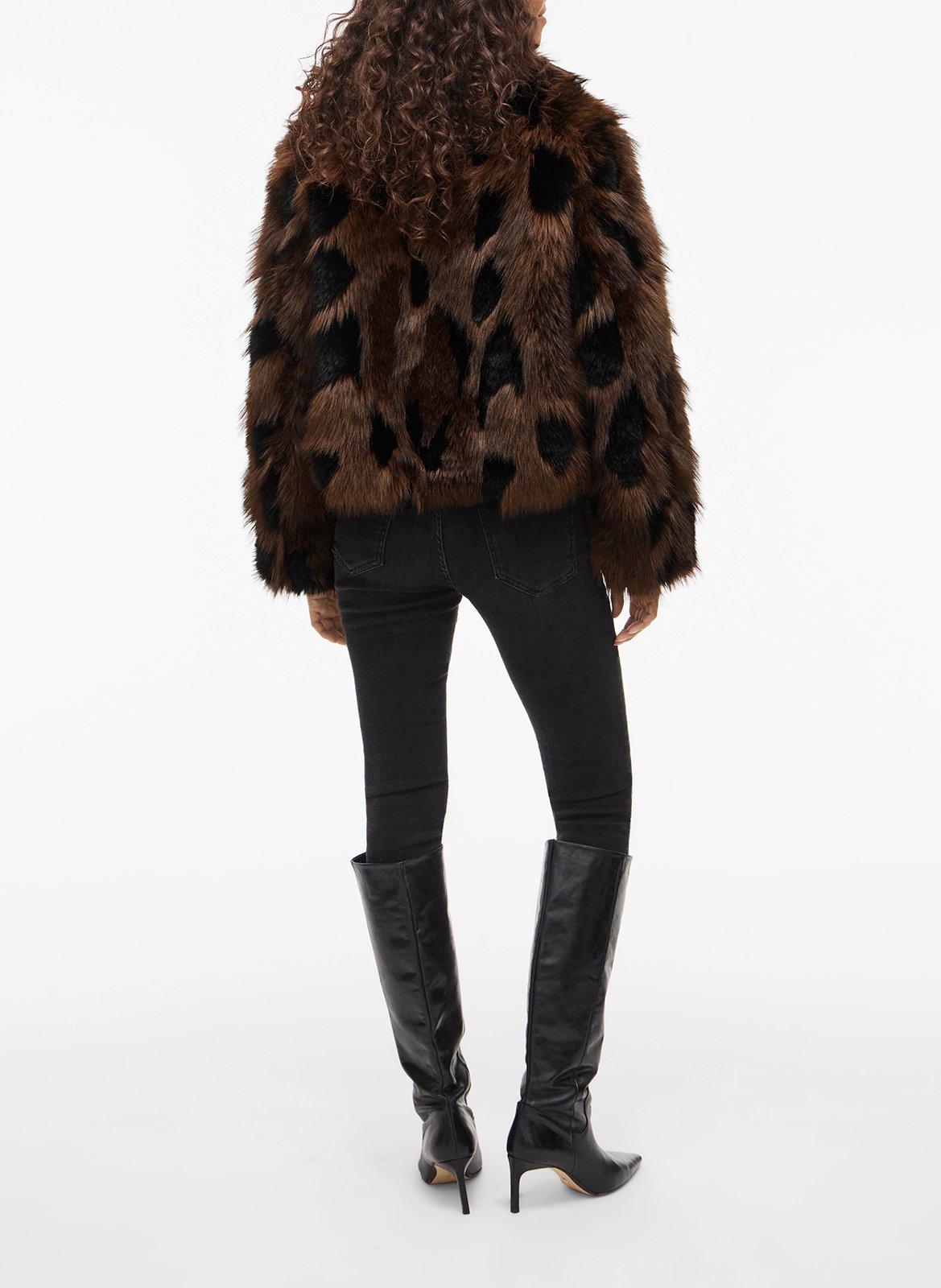 Manteau droit en fourrure synthétique VILA Noir