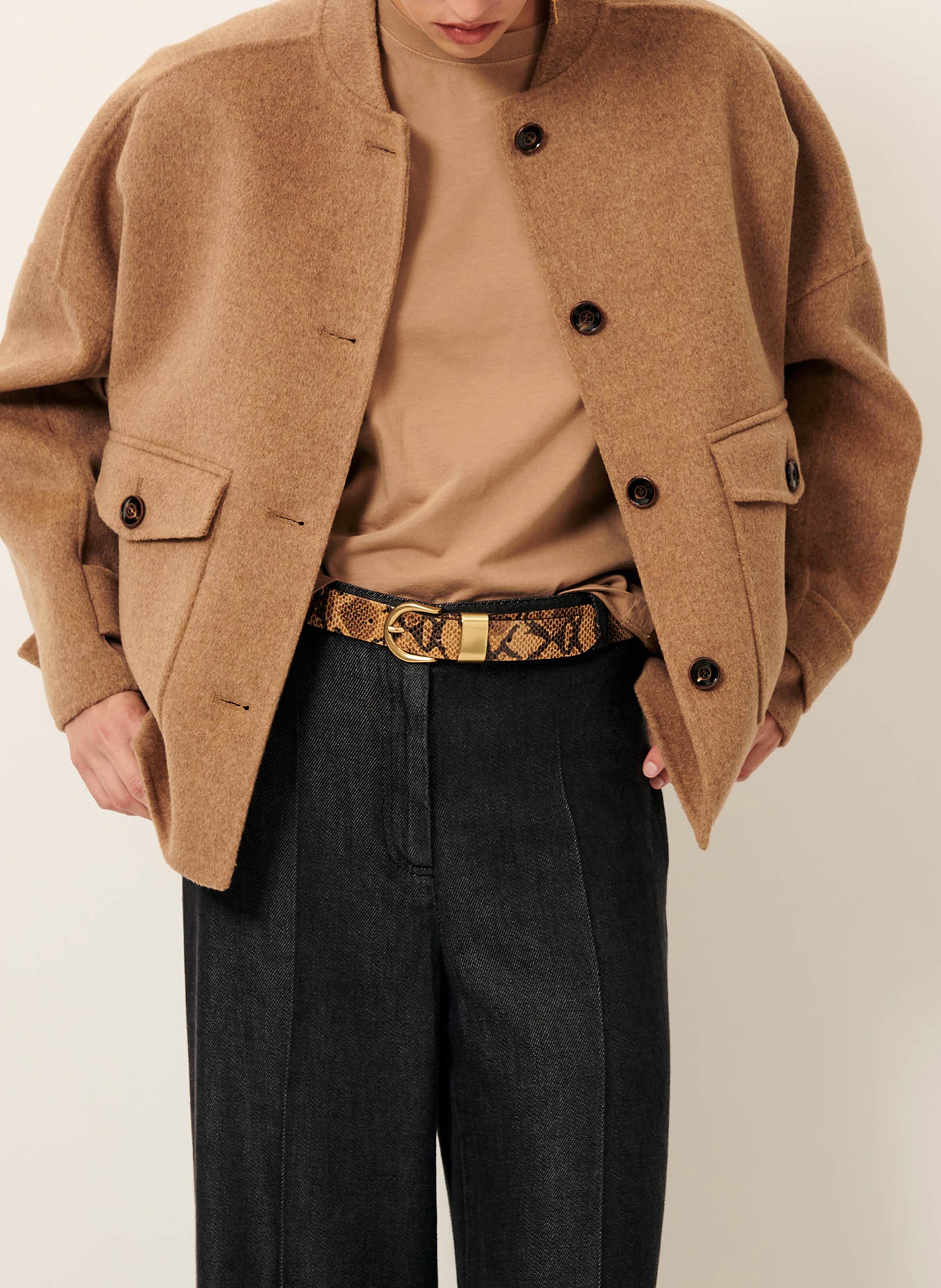 Straight wool mix jacket SESSUN Beige