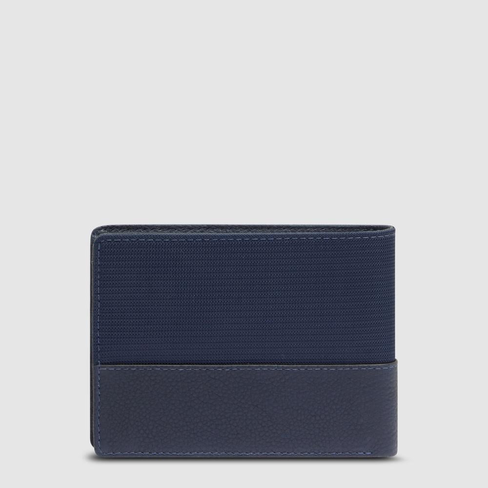 Men's wallet in recycled fabric and leather with coin pocket and RFID protection PIQUADRO Blue