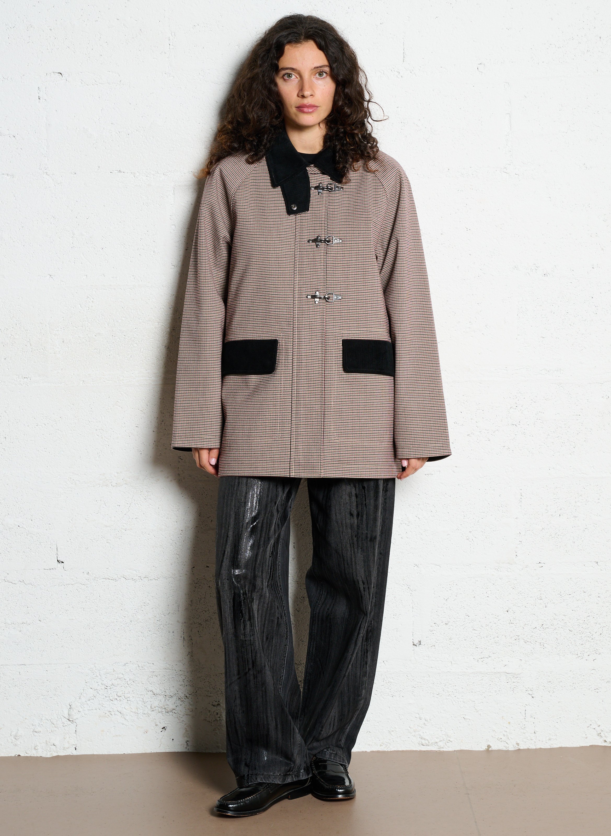 Checked jacket with classic collar IKKS Purple