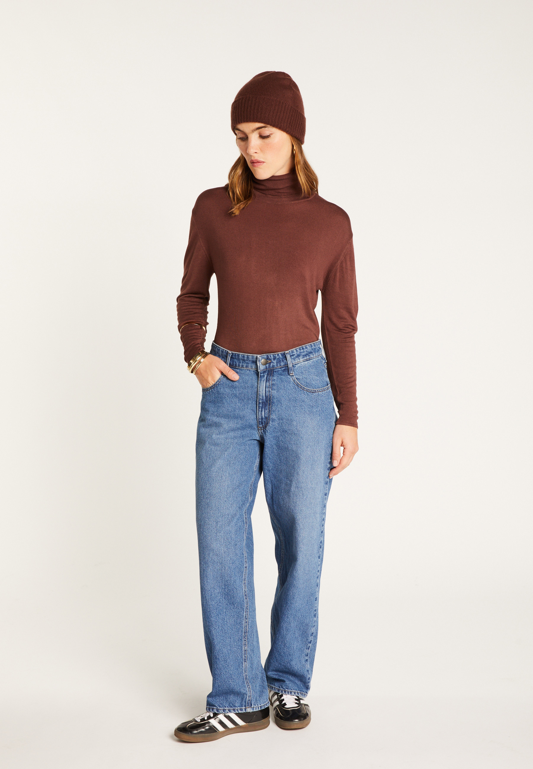 Turtleneck T-shirt in bamboo cashmere fiber MAISON MONTAGUT