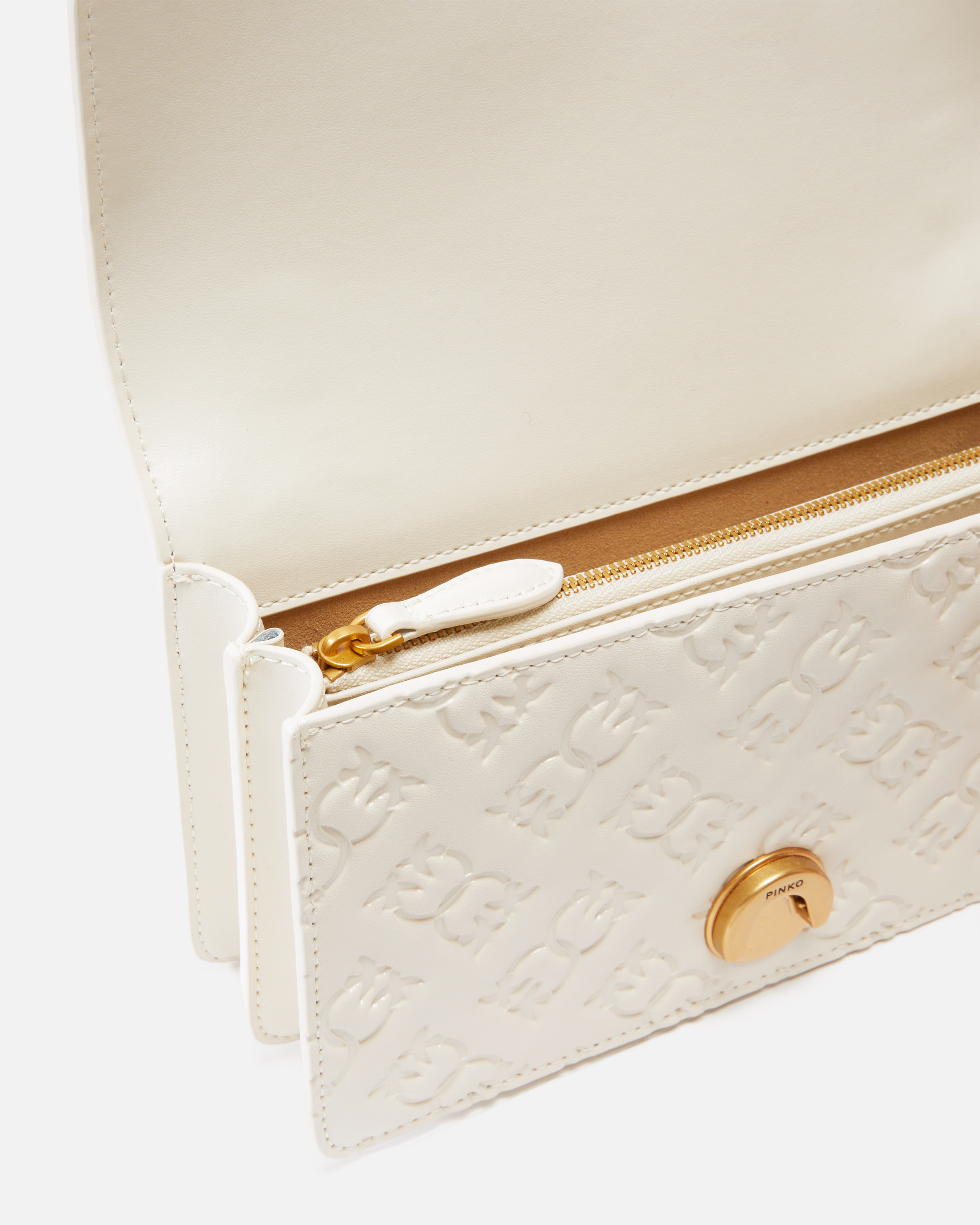 Mini shoulder bag with embossed logo love bag PINKO White