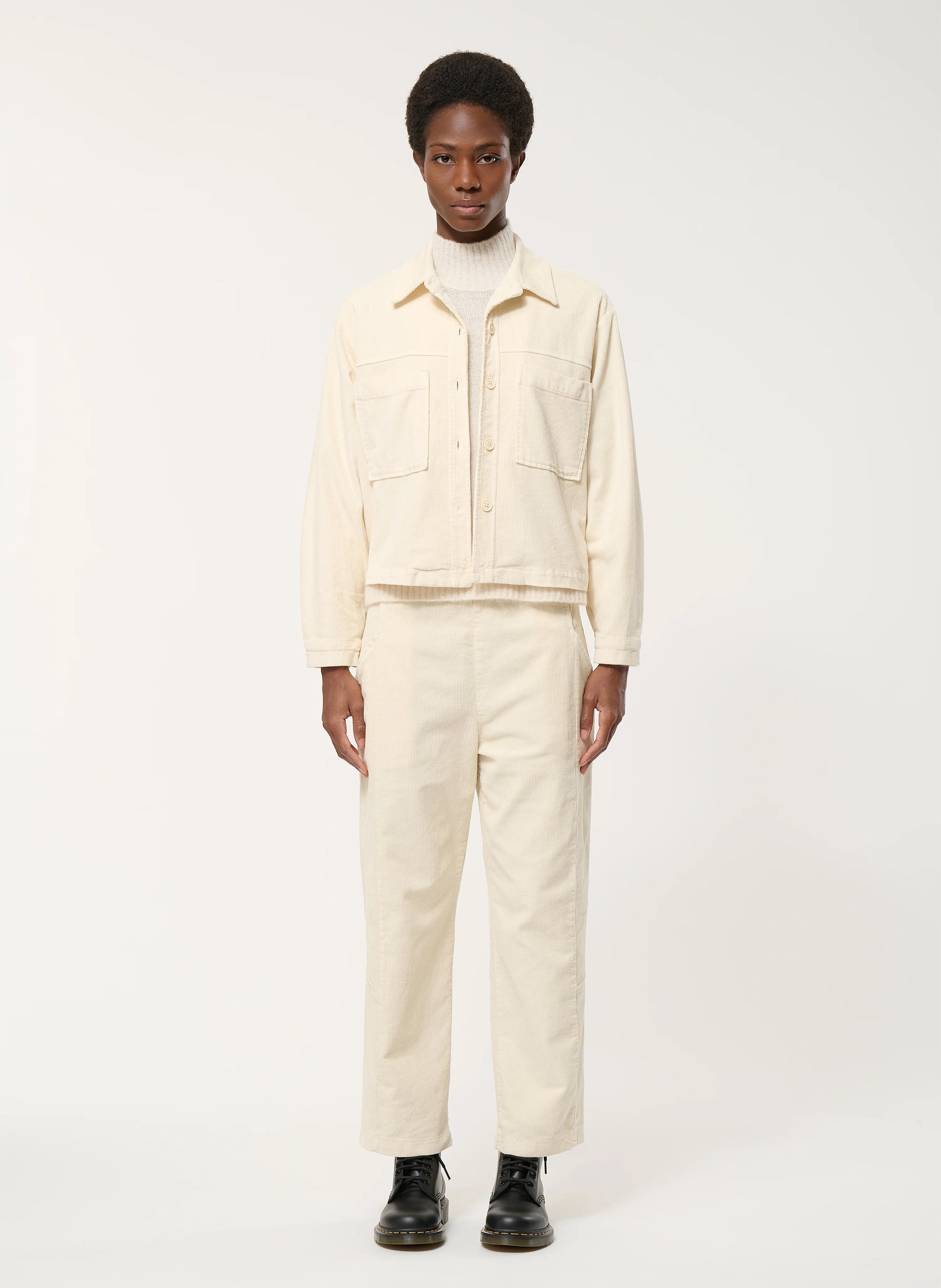 Veste droite col classique en coton mélangé HUMILITY Blanc