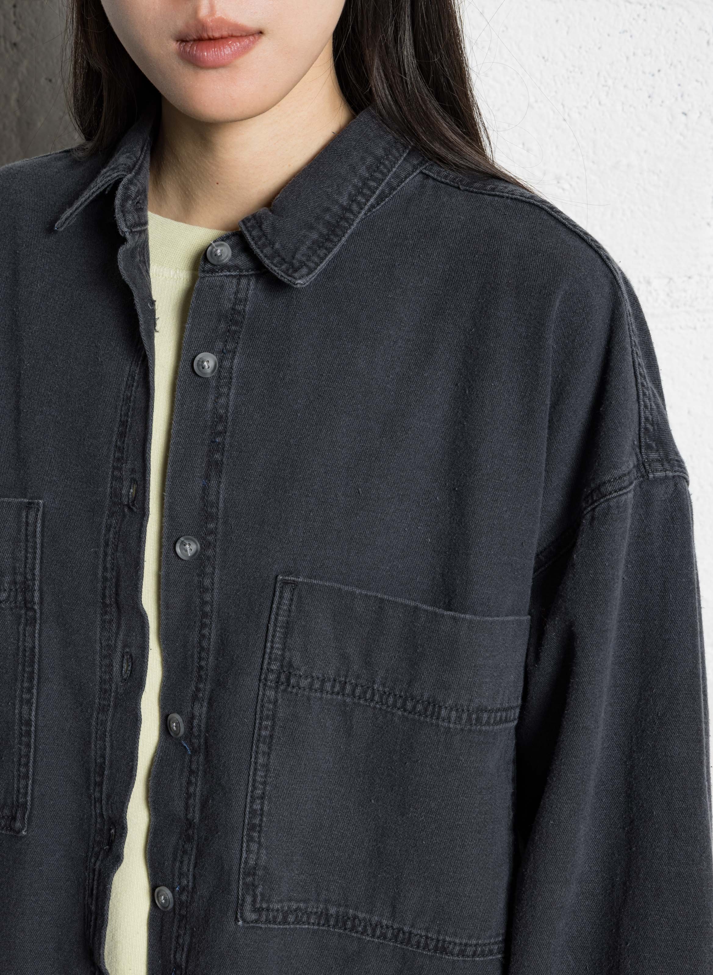 Ruime denim blouse met knoopsluiting AMERICAN VINTAGE Zwart