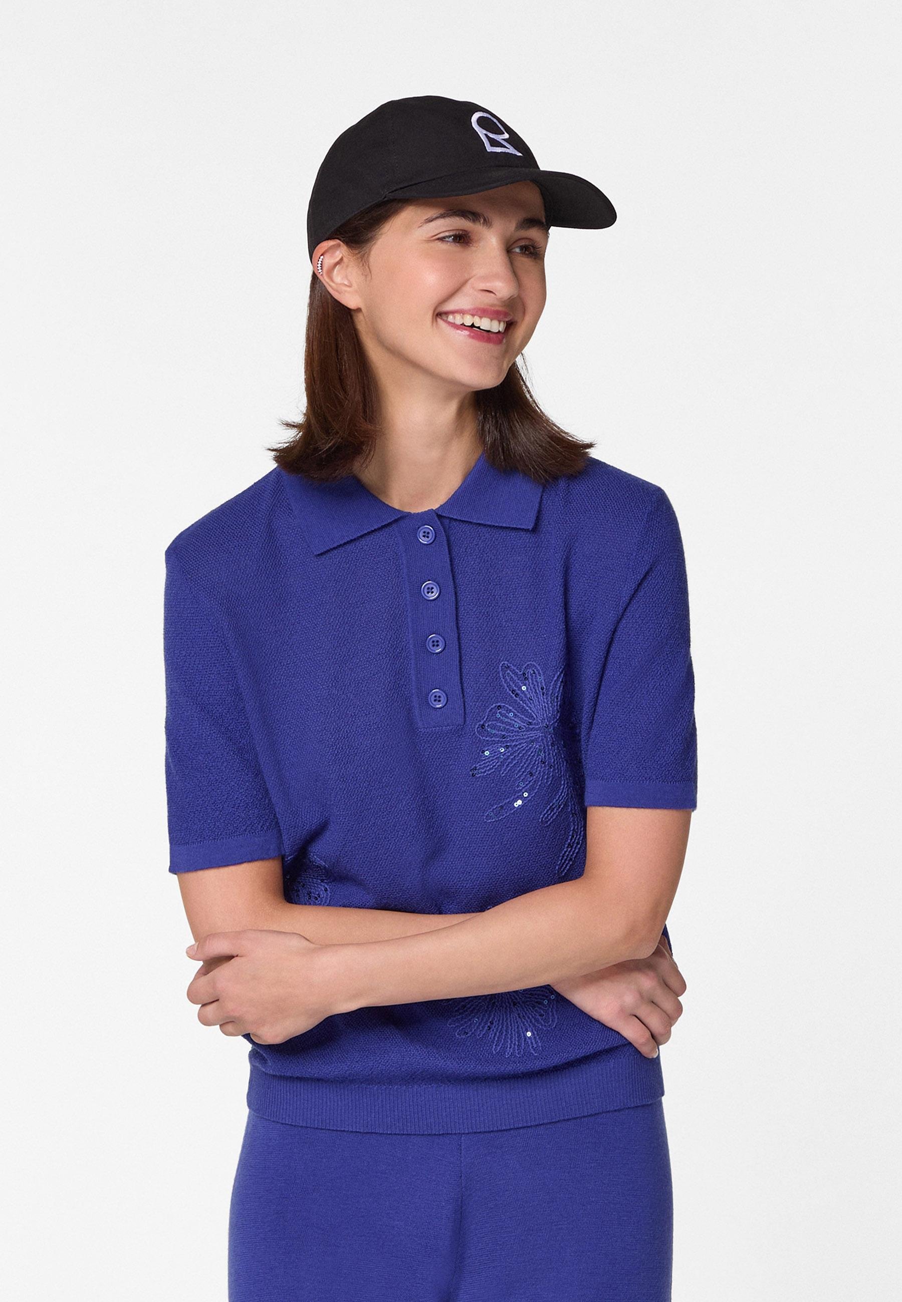 Short sleeve embroidered merino wool polo RODIER Blue