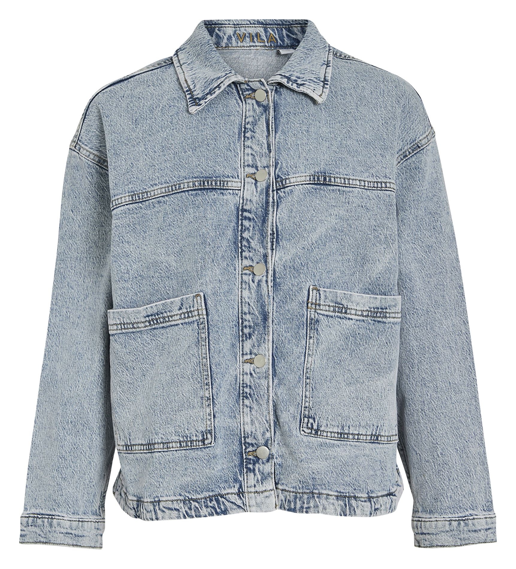 Veste droite col classique en coton mélangé VILA Bleu