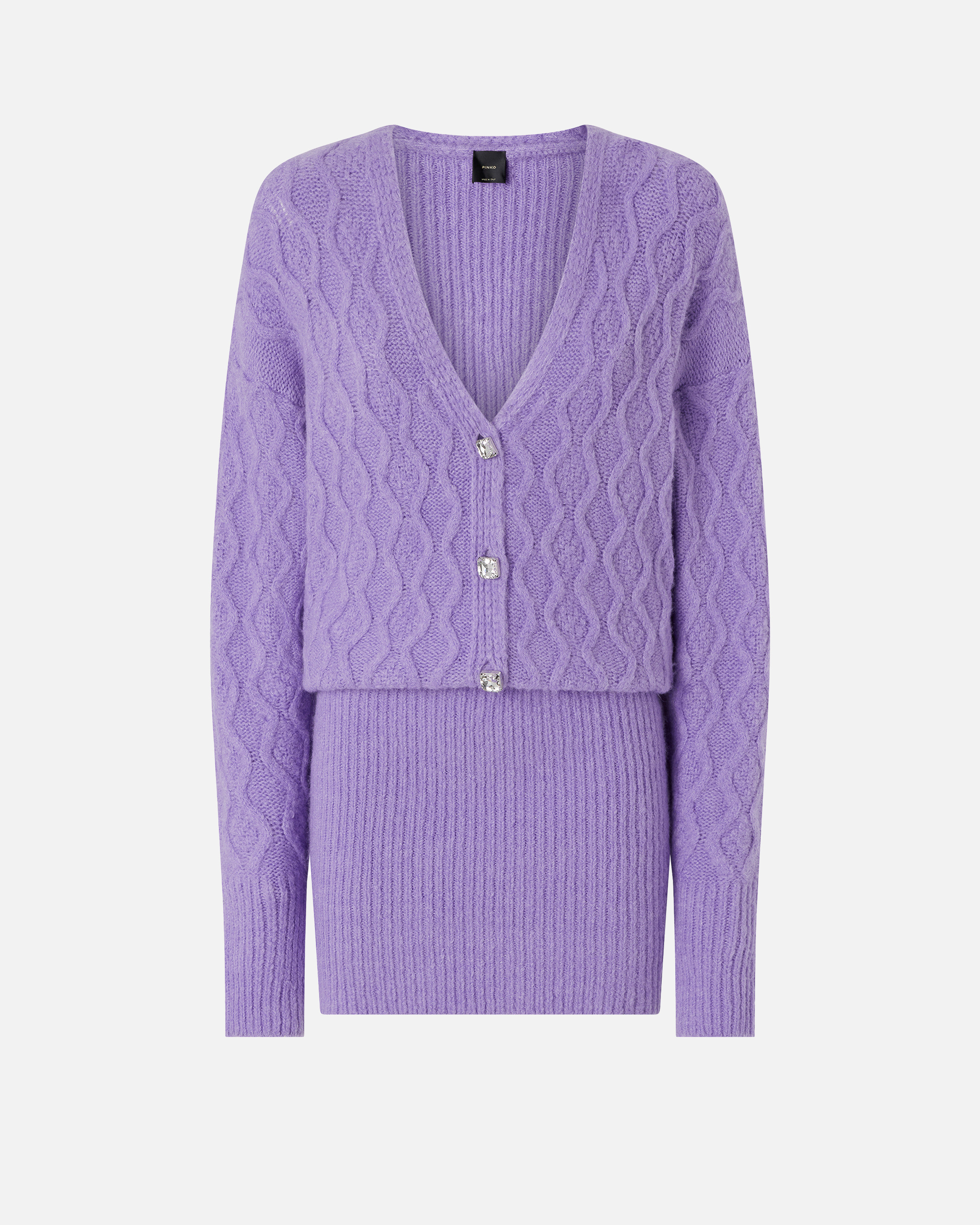 Robe courte en maille torsadée avec boutons bijoux PINKO Marron