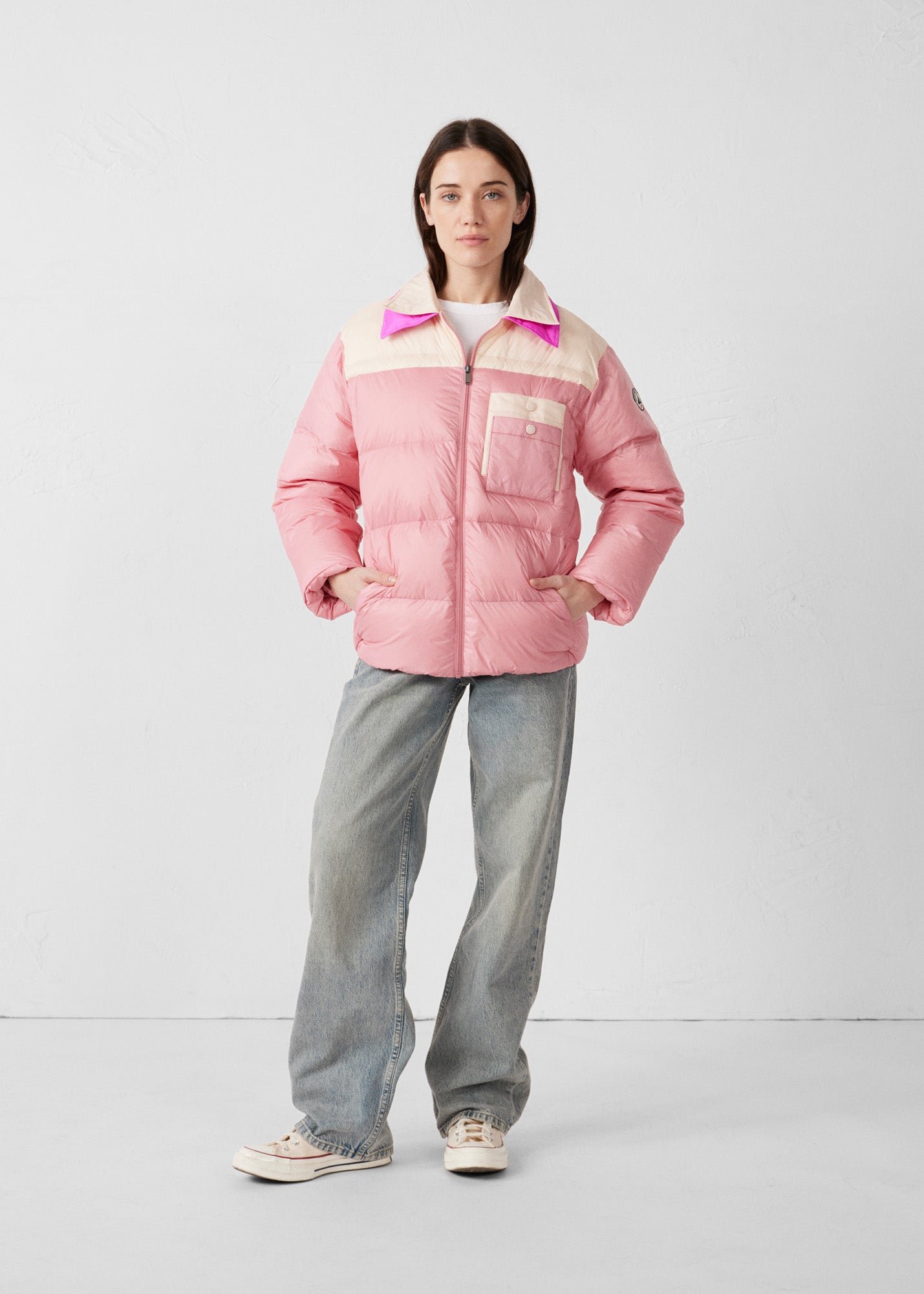 Two-tone unisex puffer jacket JOTT Pink