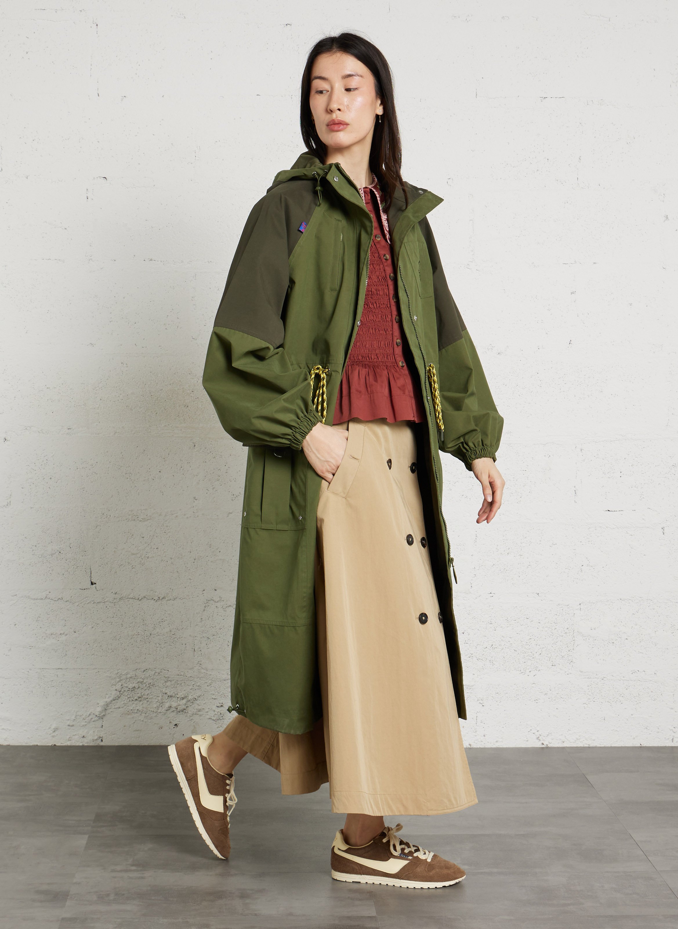 Plain mid-length parka with hood DAMSON MADDER Green