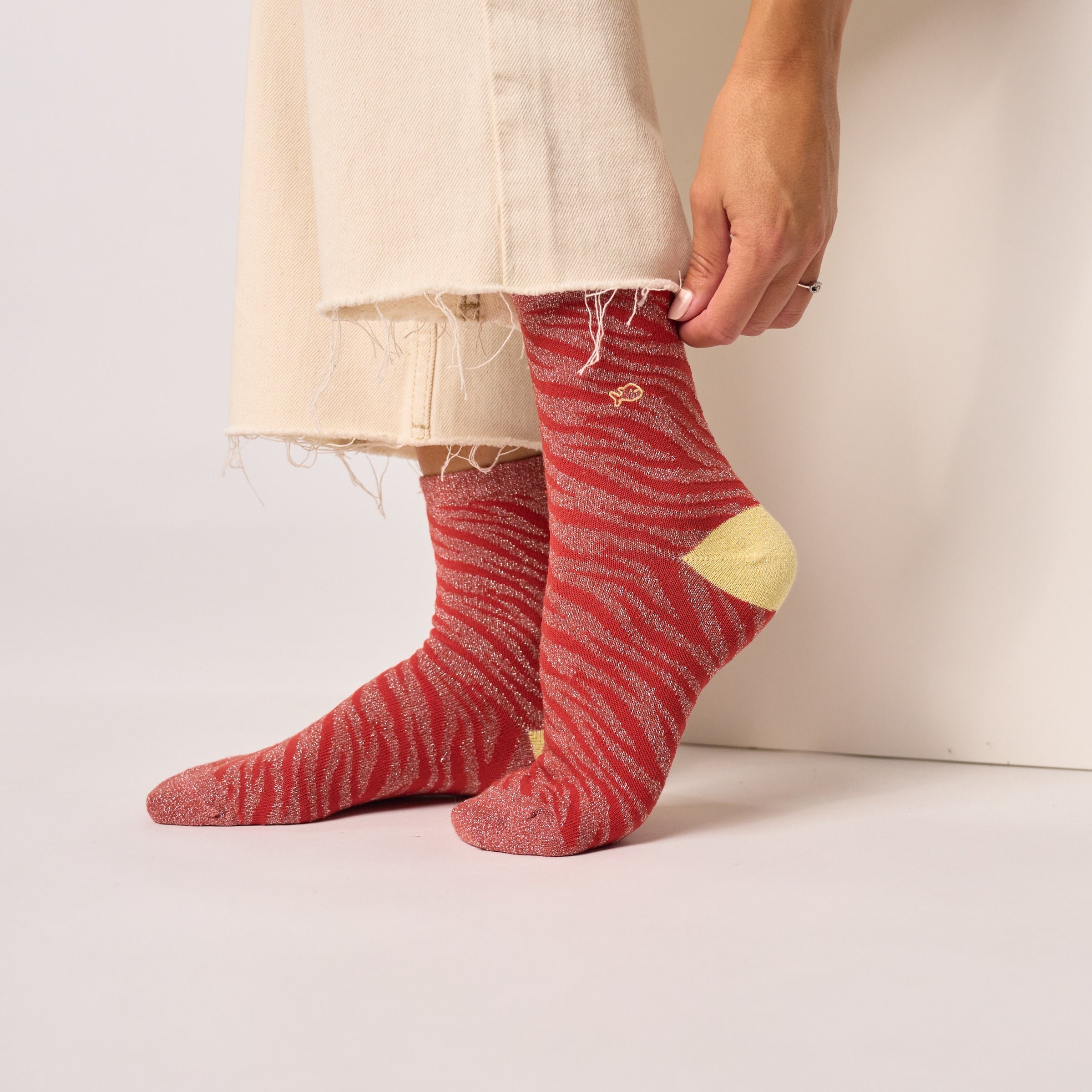 Combed Cotton Zebra Socks BILLYBELT Red