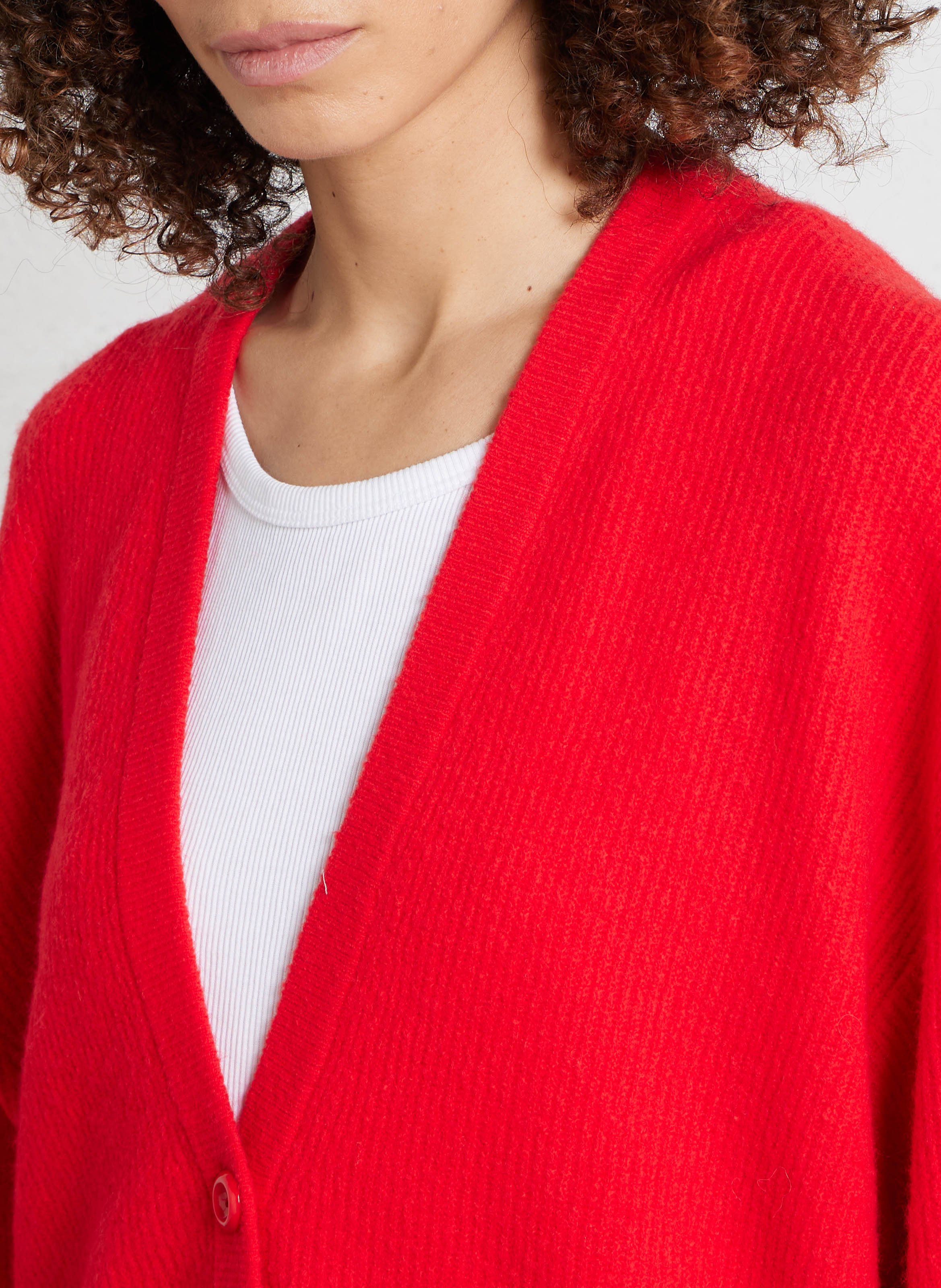 Gilet oversize col rond en maille AMERICAN VINTAGE Rouge