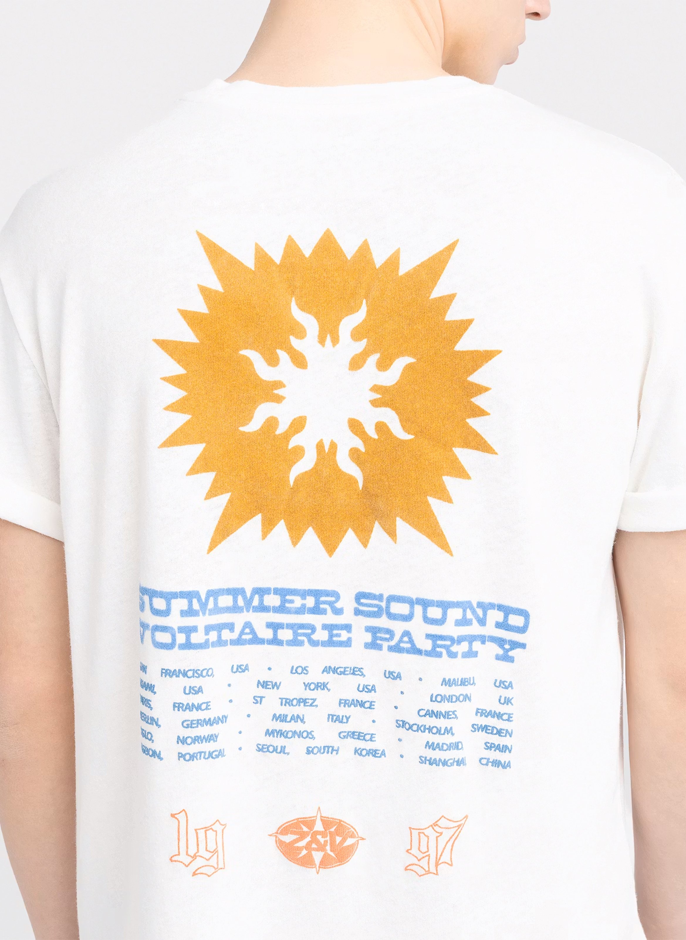 Tee-shirt droit col rond en coton et lin ZADIG&VOLTAIRE Blanc