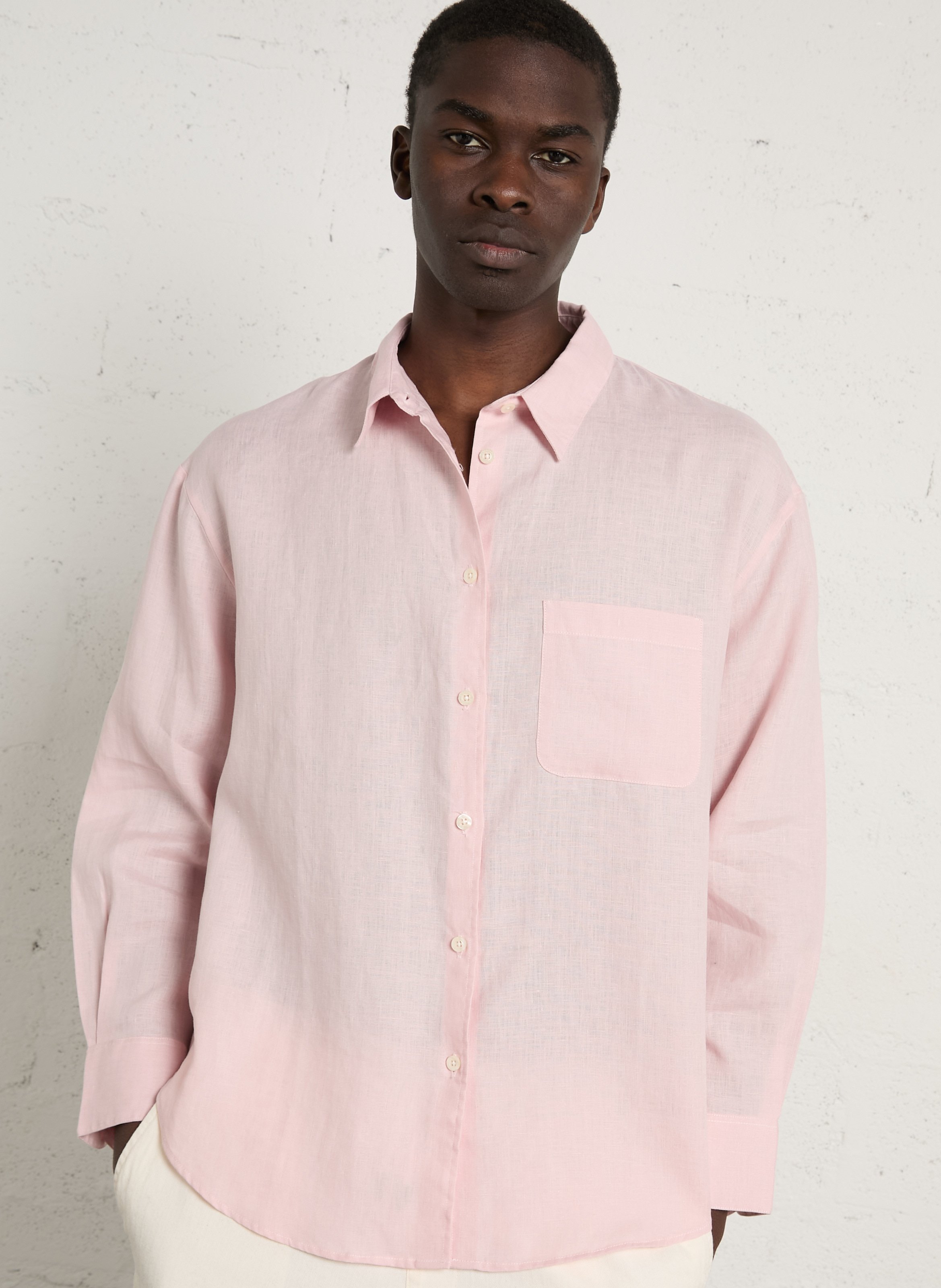 Weite Leinenbluse mit klassischem Kragen COLORFUL STANDARD