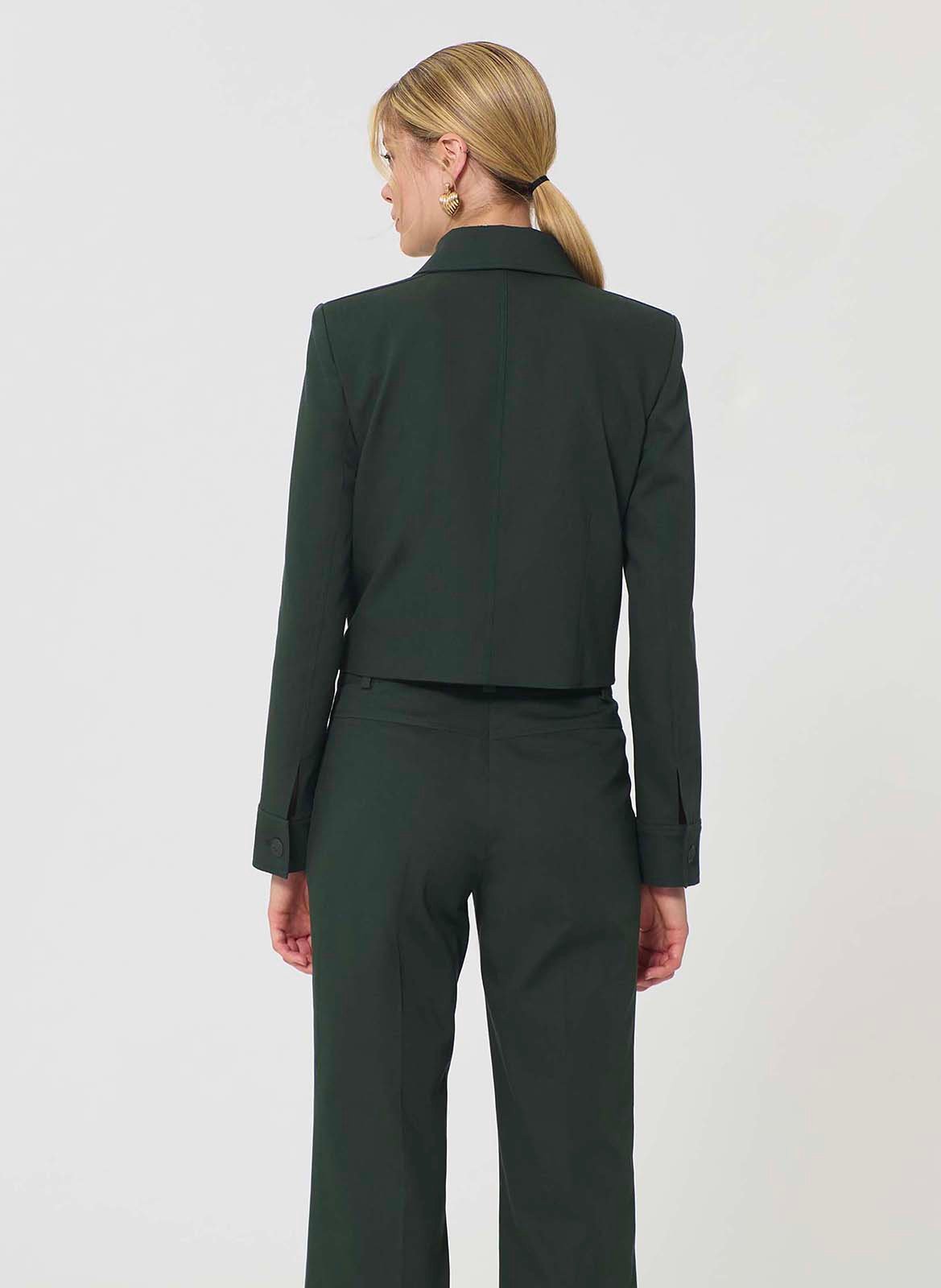 Veste courte droite zippée unie TARA JARMON Vert