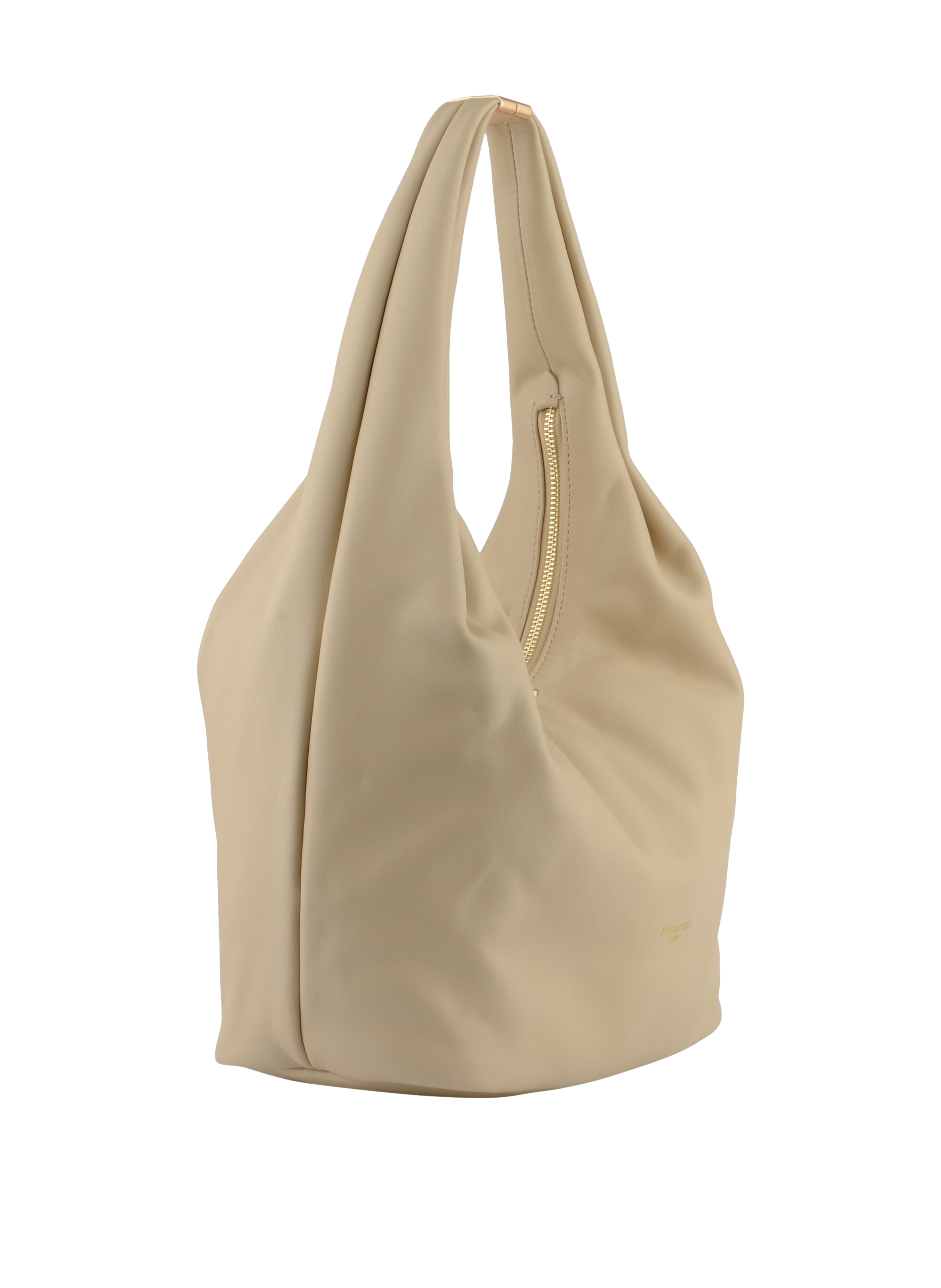 Calfskin leather shoulder bag Beige