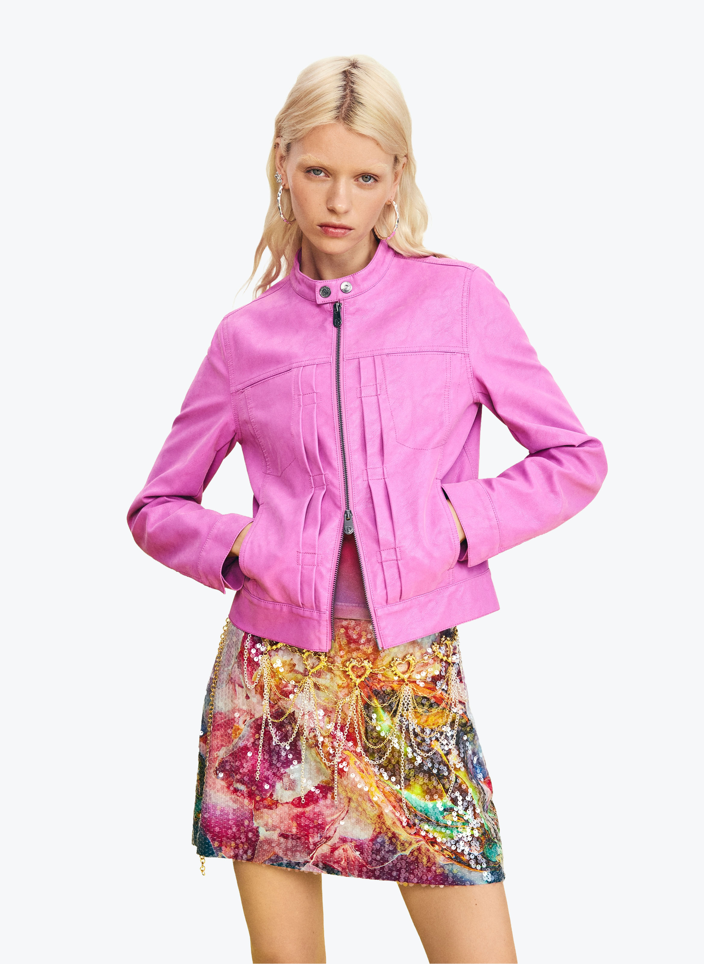 Veste effet cuir col rond DESIGUAL Rouge