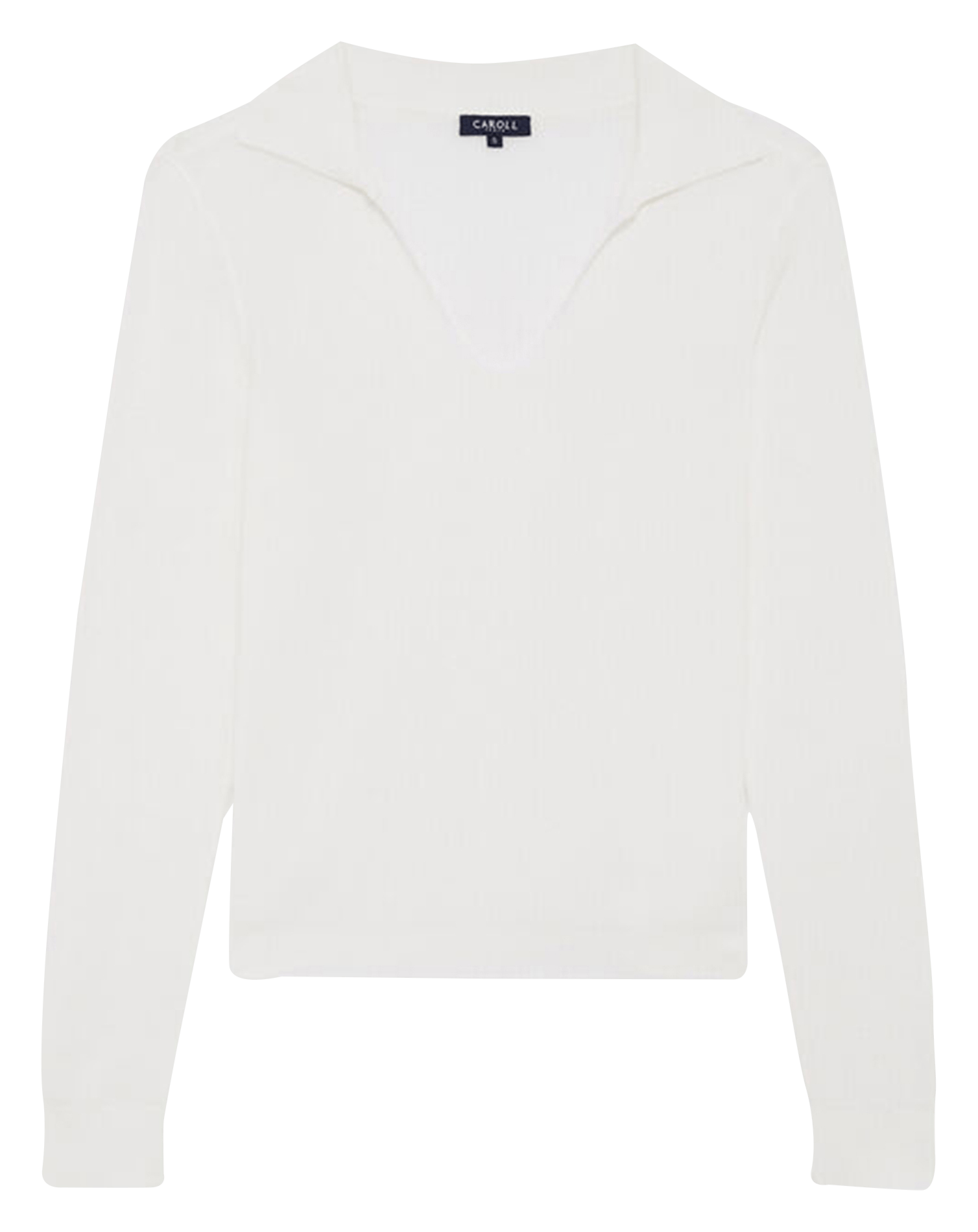 Straight V-neck cotton sweater CAROLL White