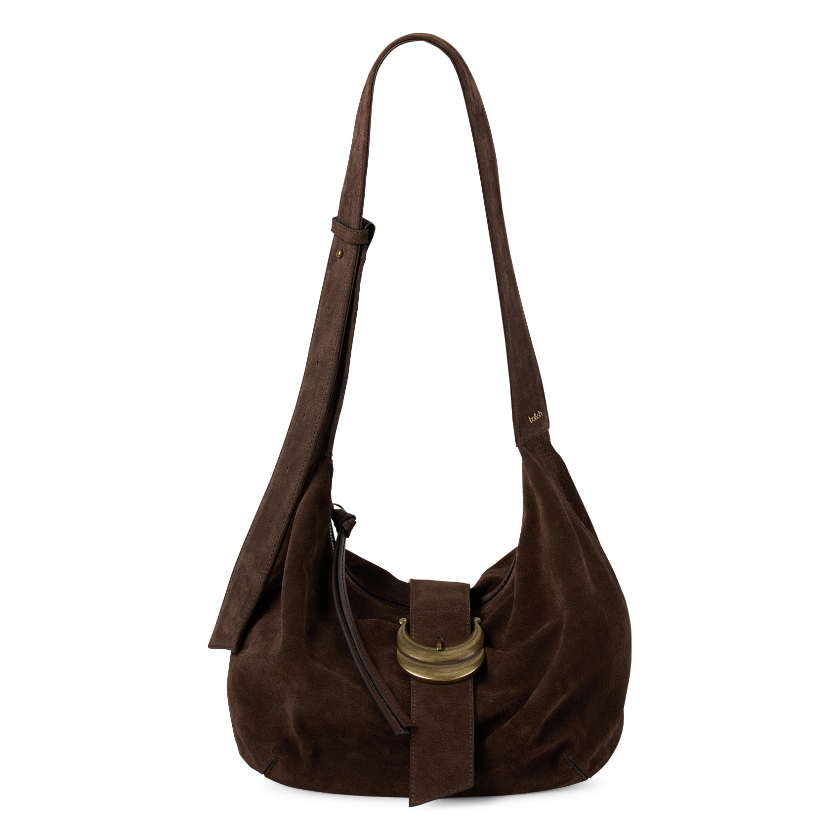 Sac hobo uni en daim BA&SH Marron