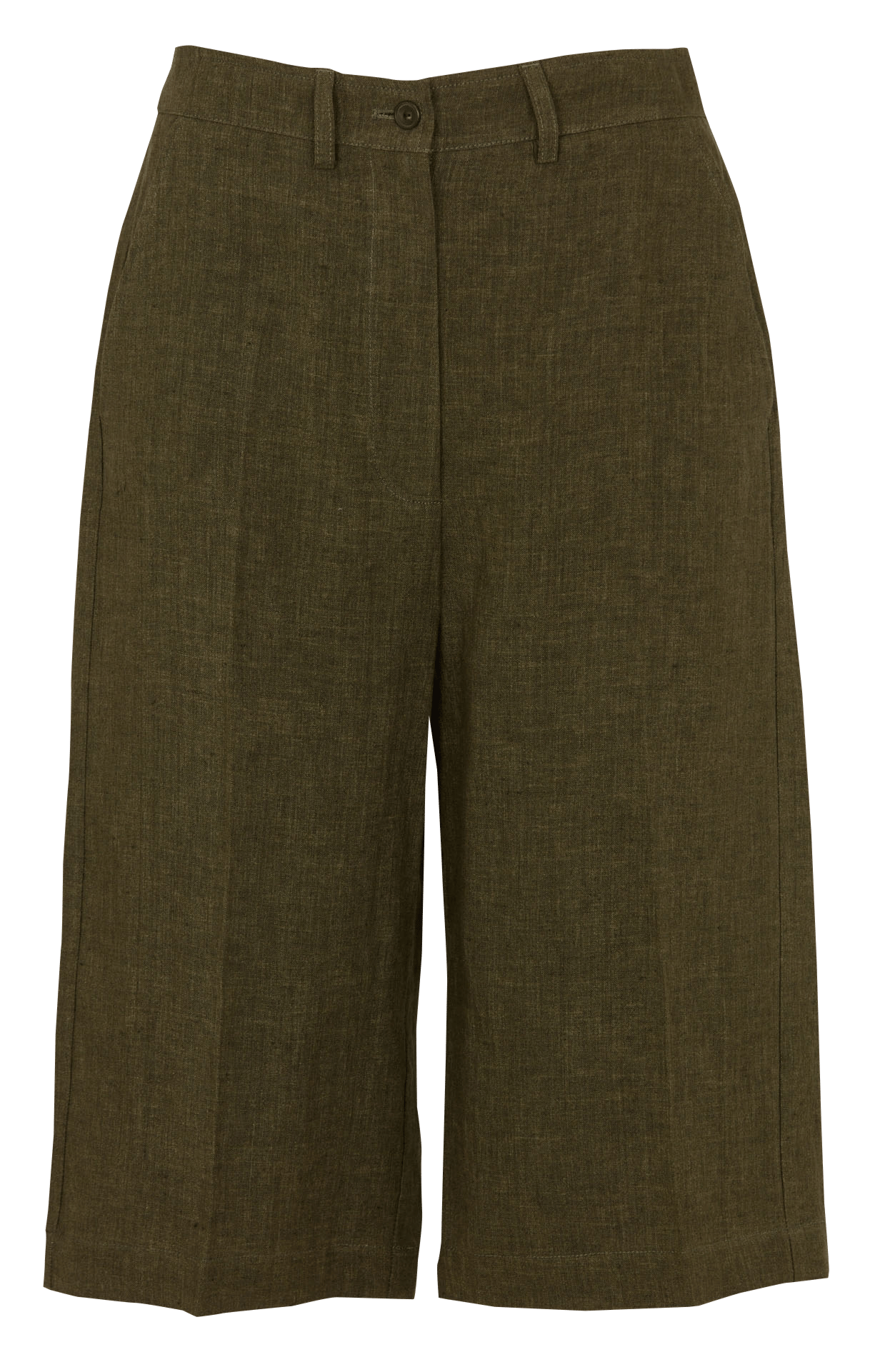 High-waisted straight linen Bermuda shorts DIEGA Khaki