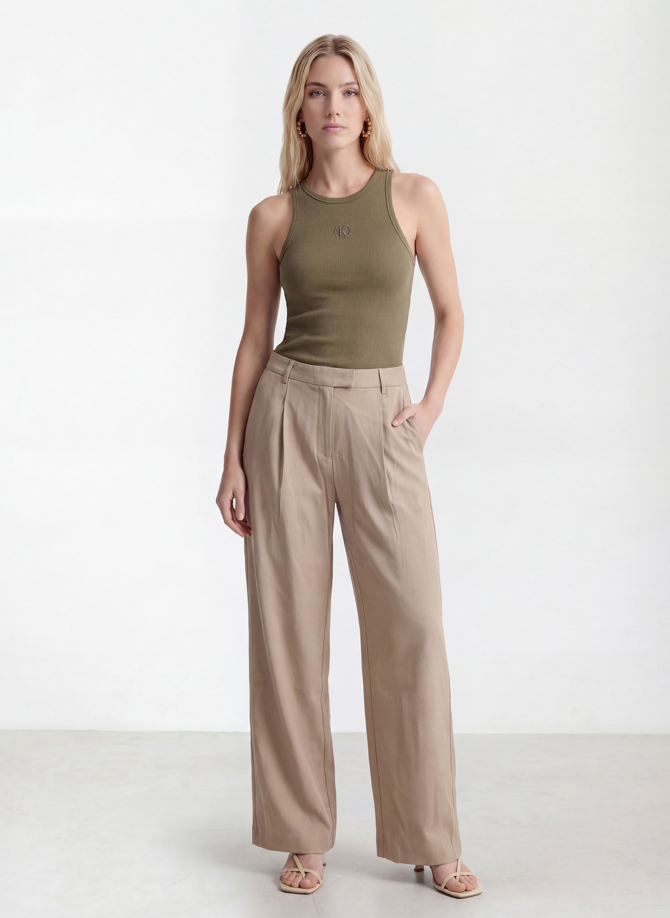 Débardeur col rond en coton mélangé KOOKAI Vert