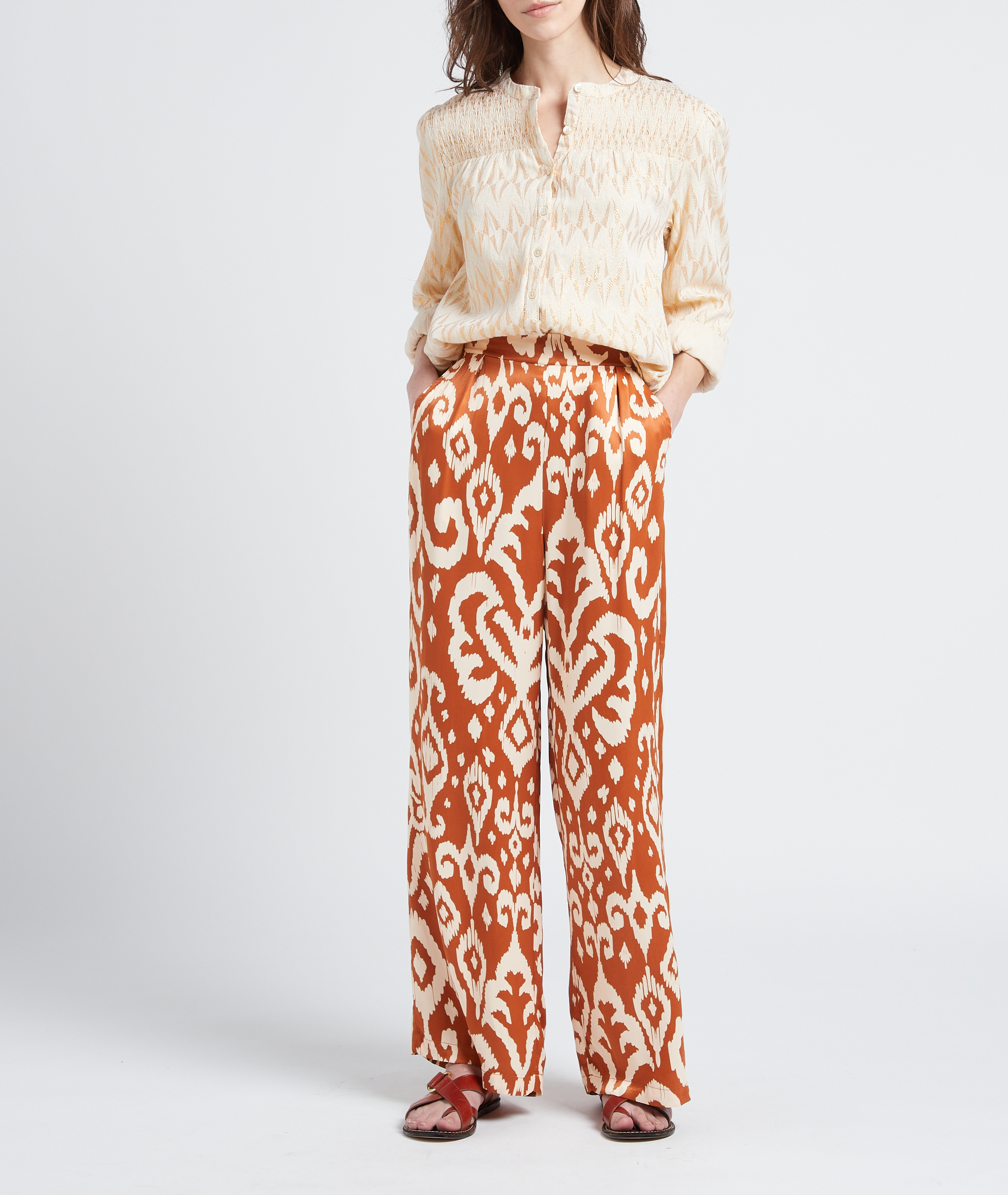 Loose-fit cotton-blend shirt with mandarin collar LA PETITE ETOILE Golden