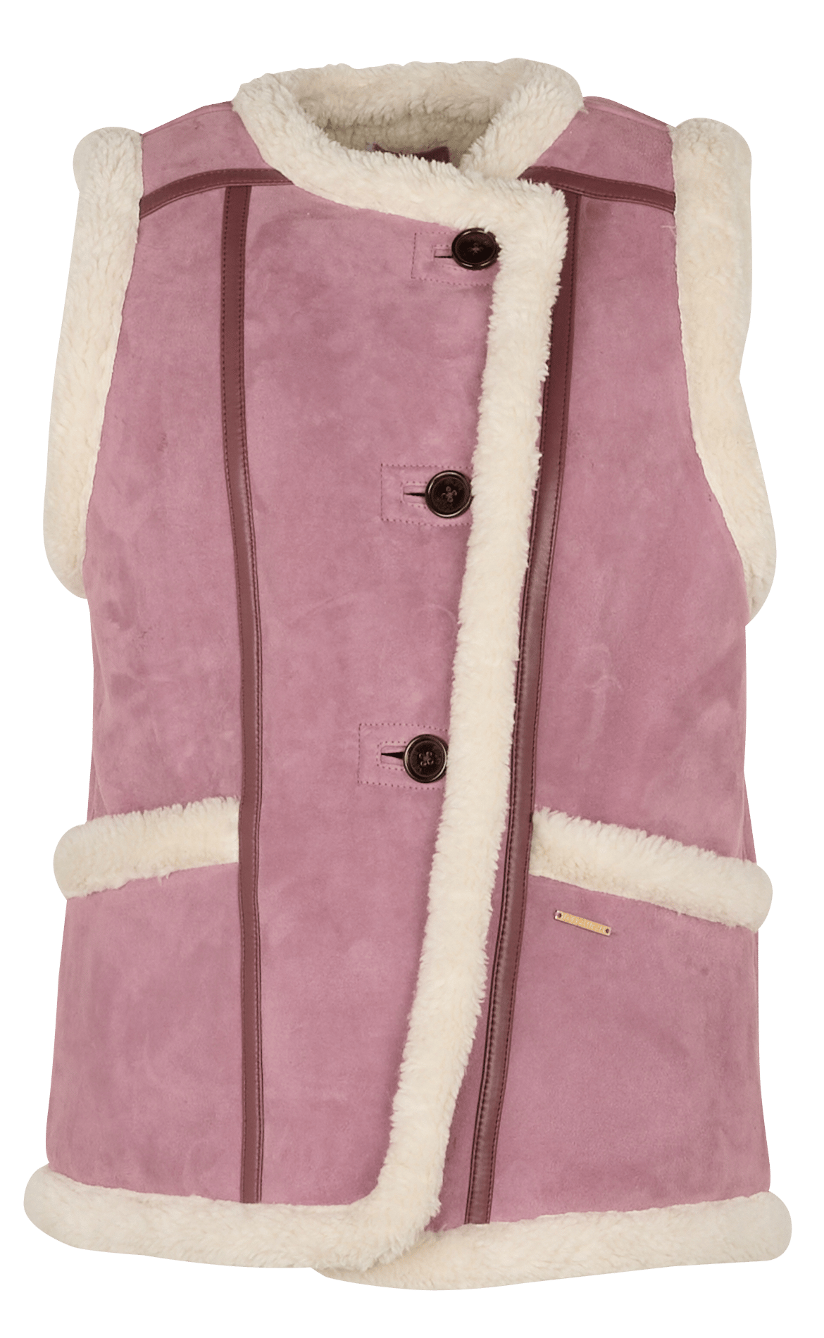 Veste droite col rond en cuir LOUISE MISHA Rose