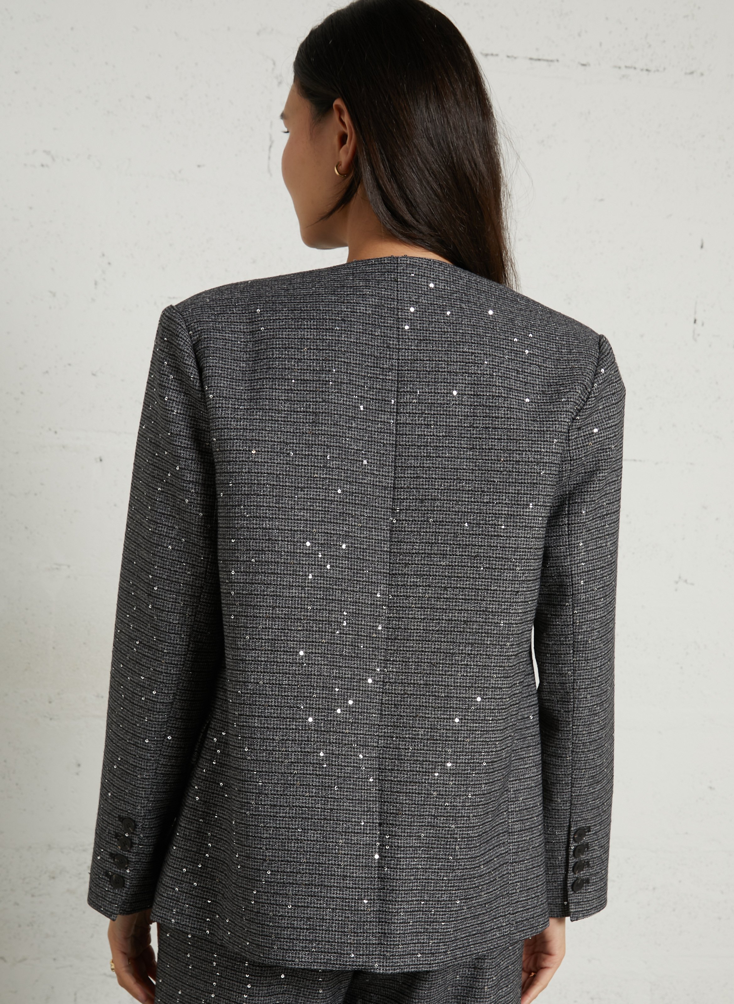Straight jacket with jacquard sequins SUNCOO Blue