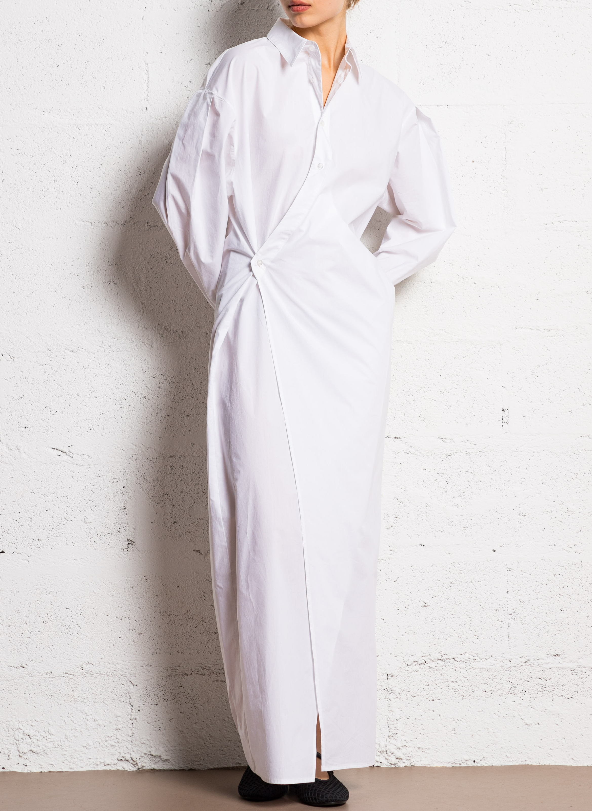 Long cotton wrap dress ATTIC AND BARN White