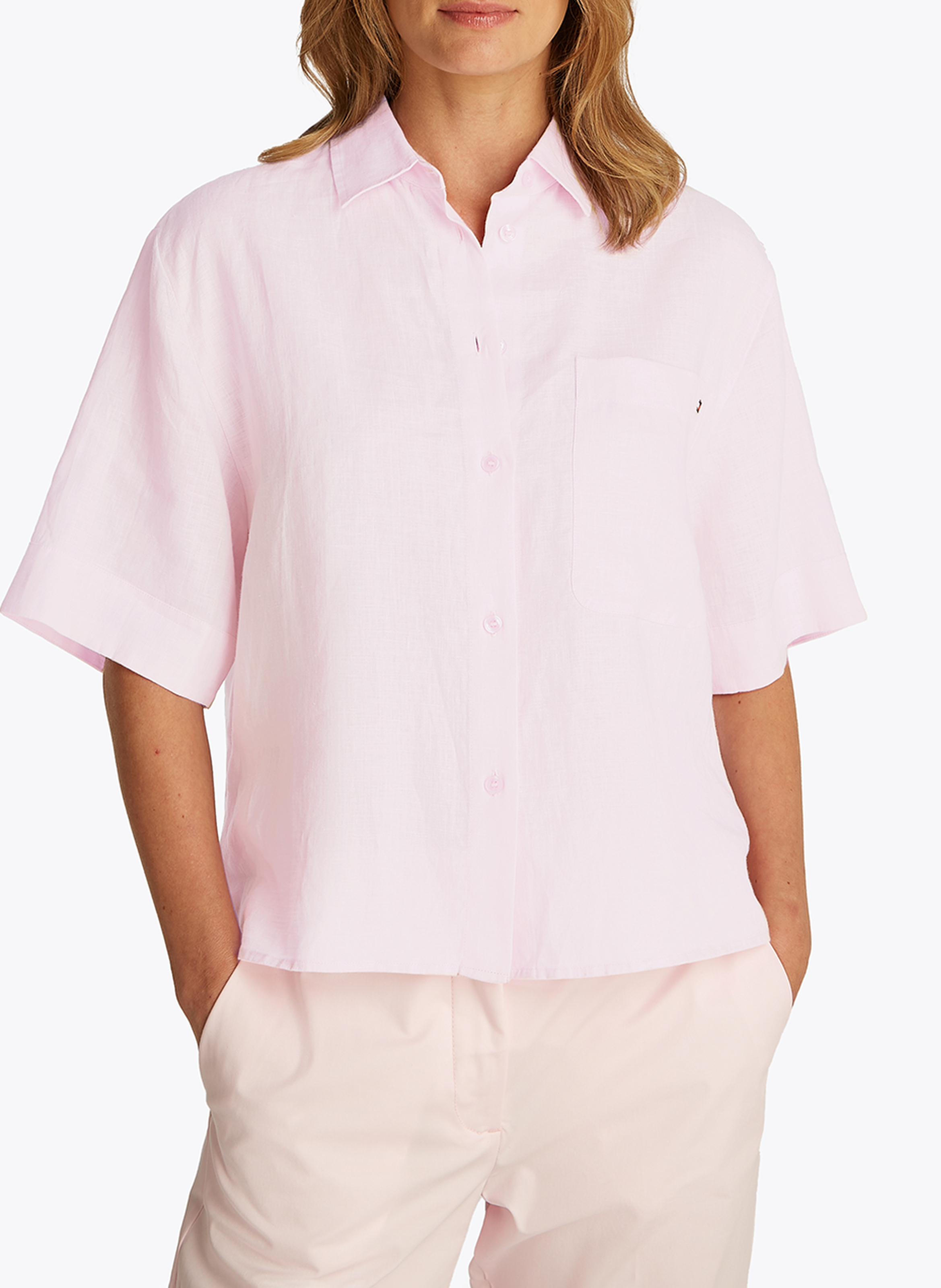 Chemise droite en lin  TOMMY HILFIGER Rose
