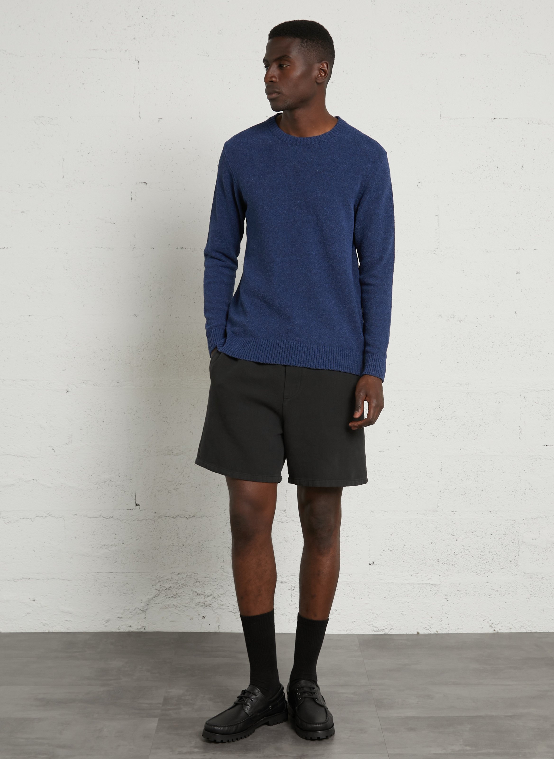Pull col rond en coton mélangé AU PRINTEMPS PARIS Bleu