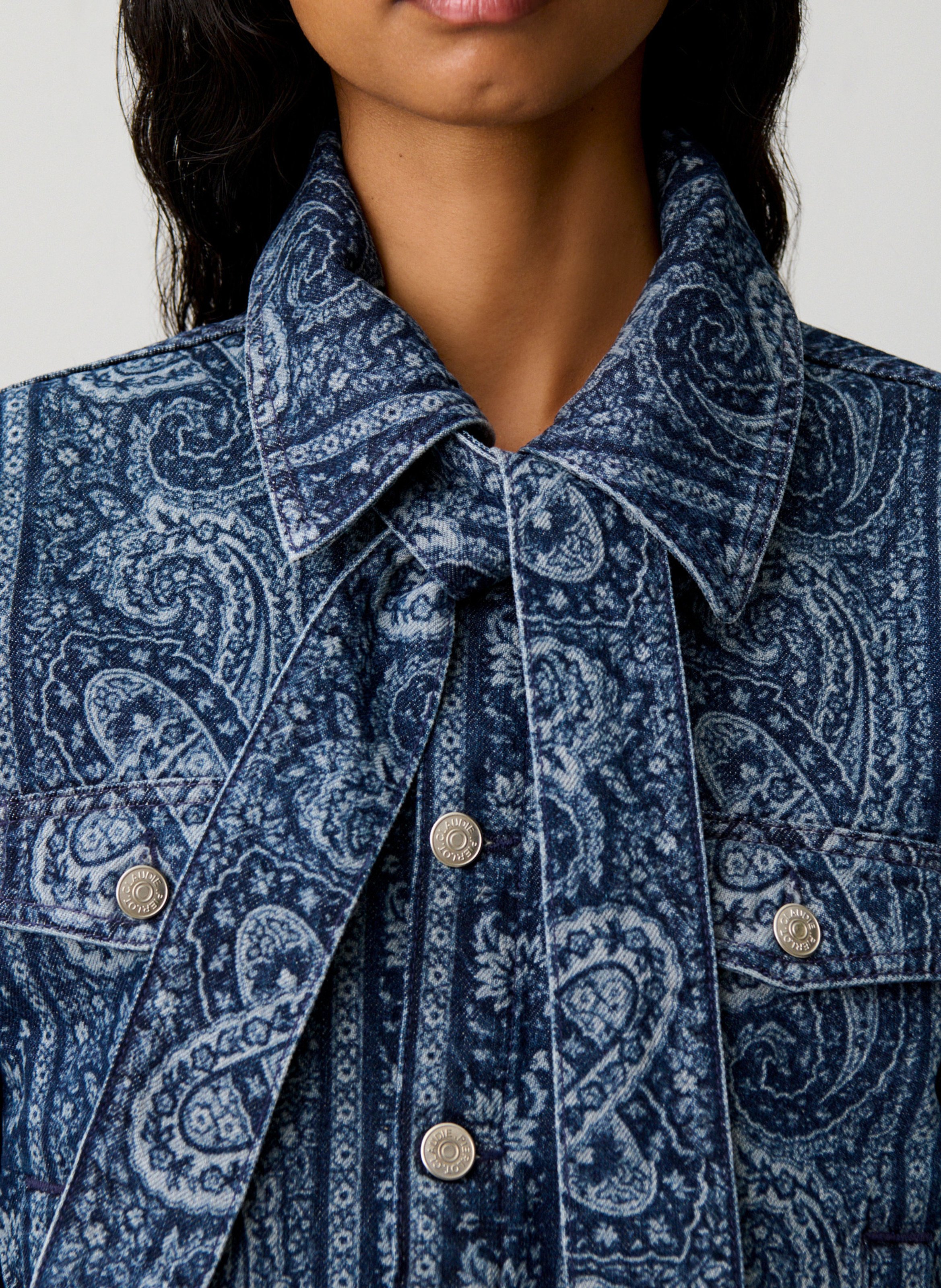 Katoenen jasje van spijkerstof CLAUDIE PIERLOT Blauw