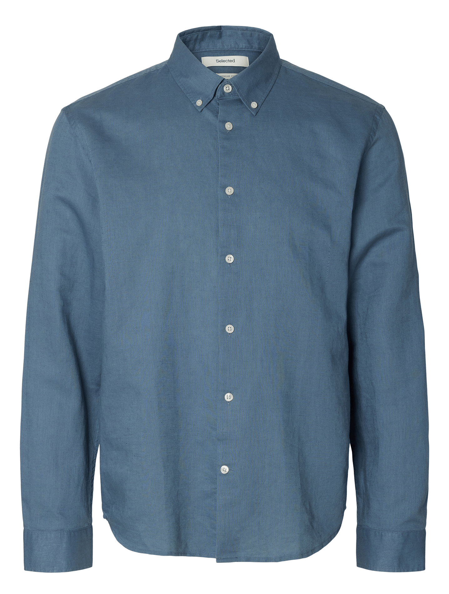 Bluse aus Leinen-Mix mit klassischem Kragen SELECTED Blau