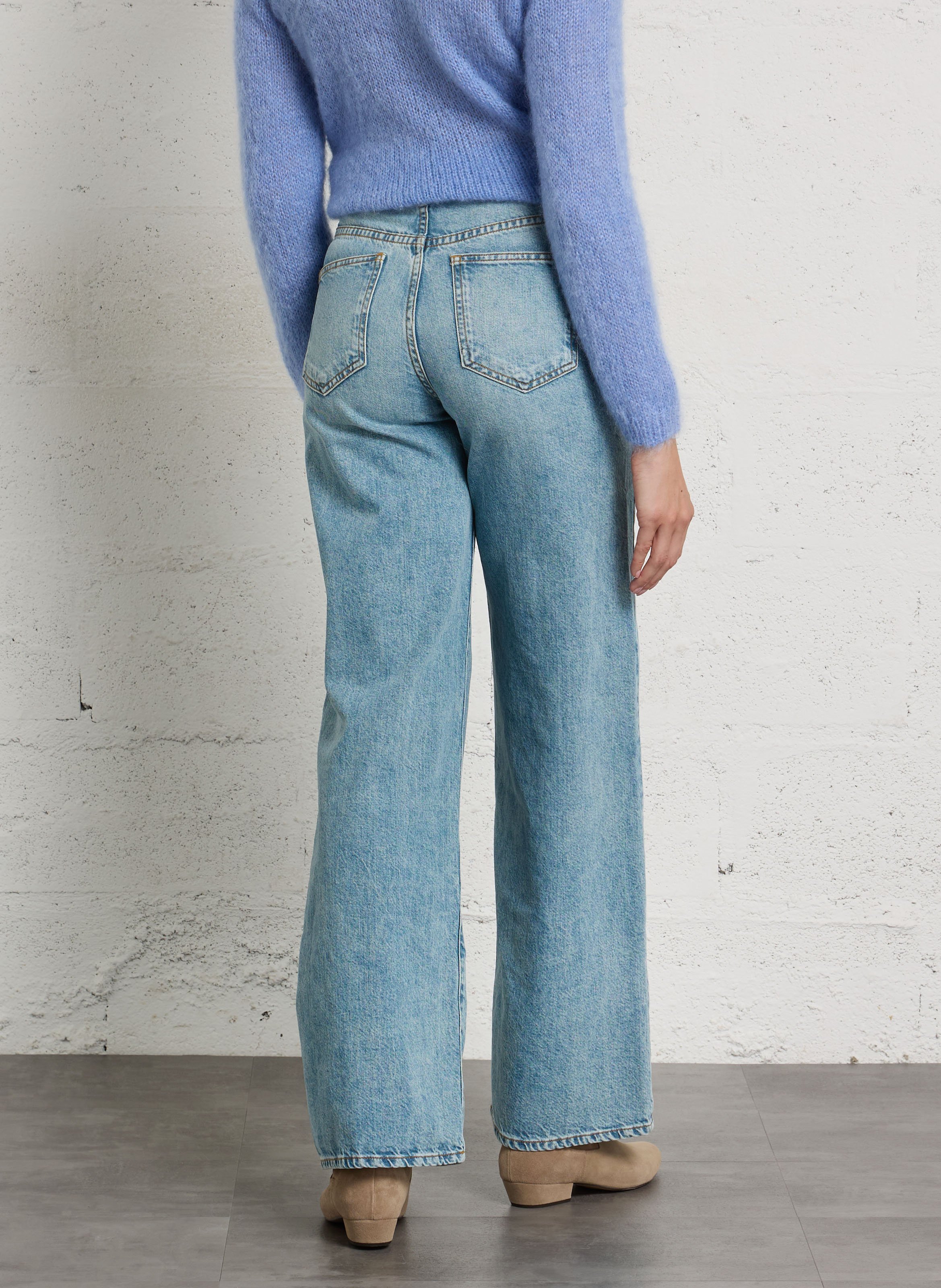 Weit ausgestellte Baumwollhose DES PETITS HAUTS Blau