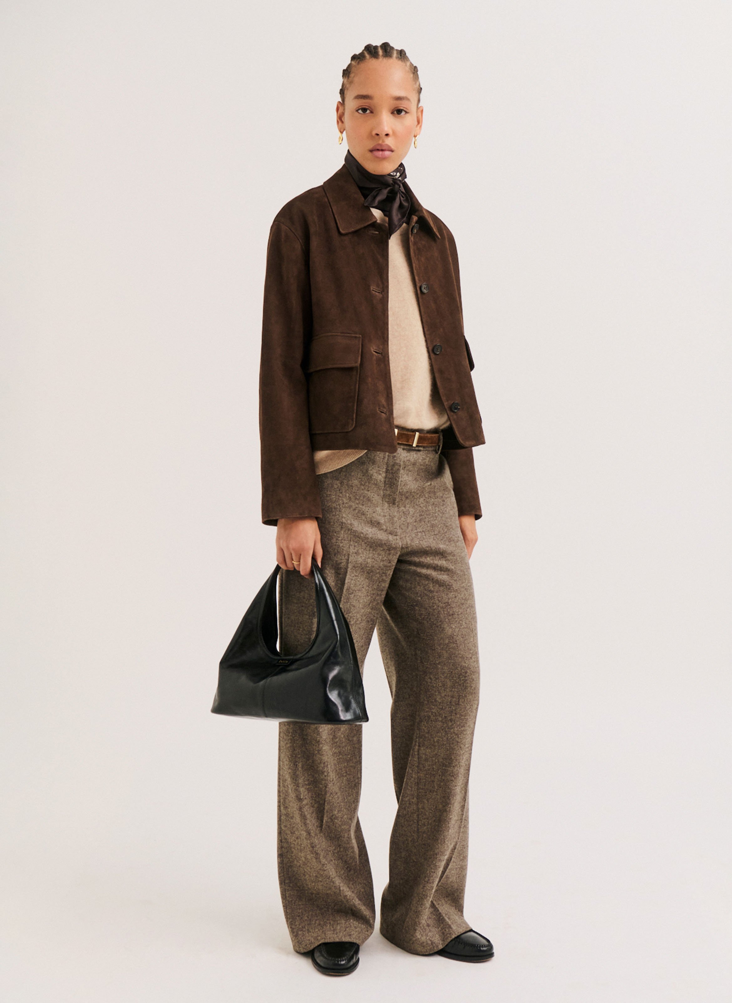 Oversize Jacke mit klassischem Kragen aus Wildleder PABLO Braun