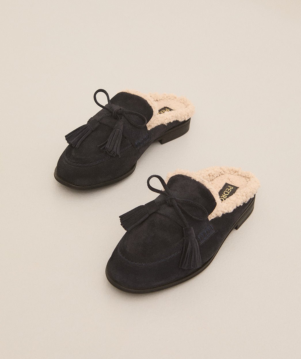 Navy blue suede mules. PEDRO MIRALLES Blue