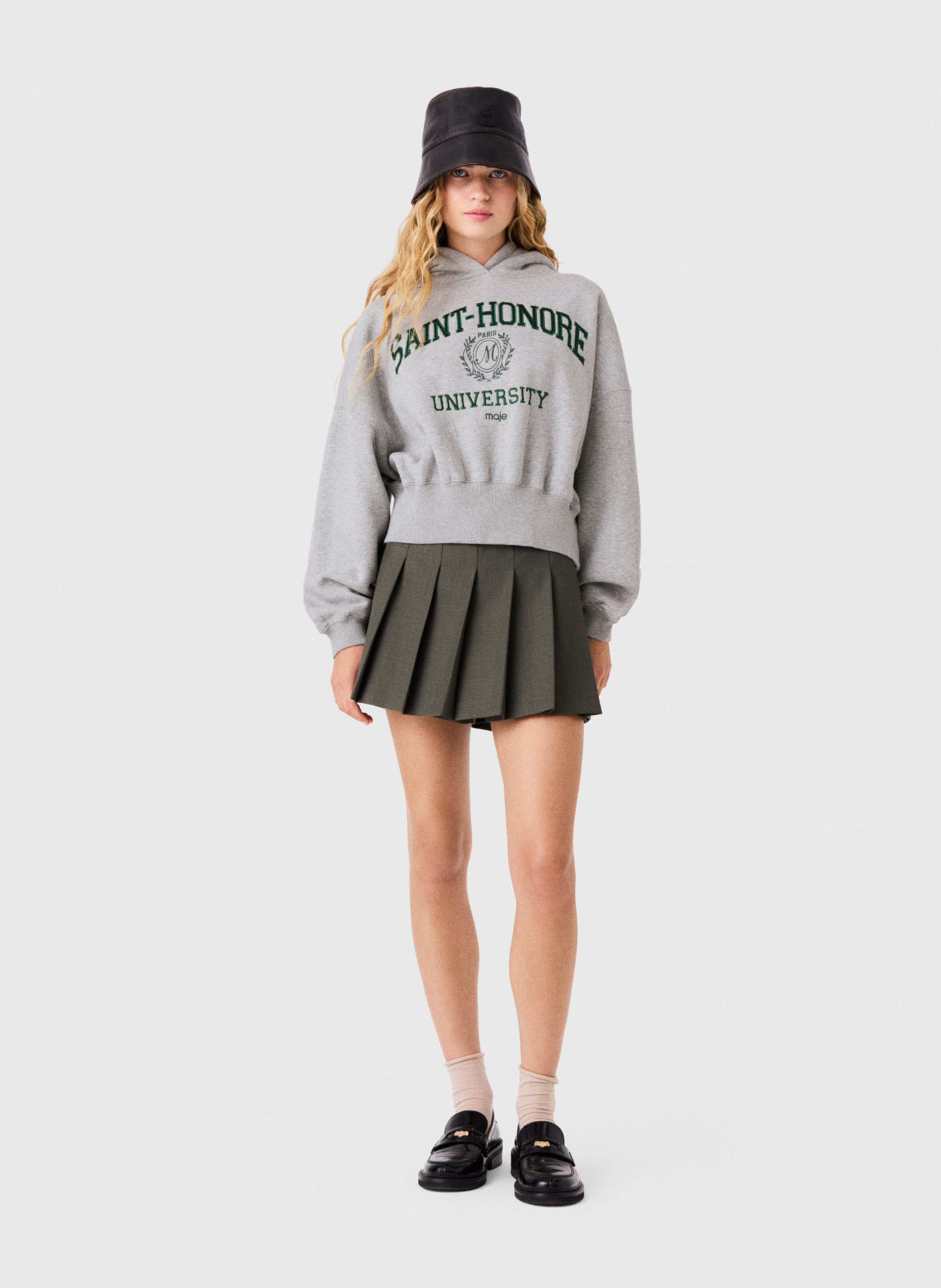 Rechte bedrukte katoenmix sweater MAJE Grijs