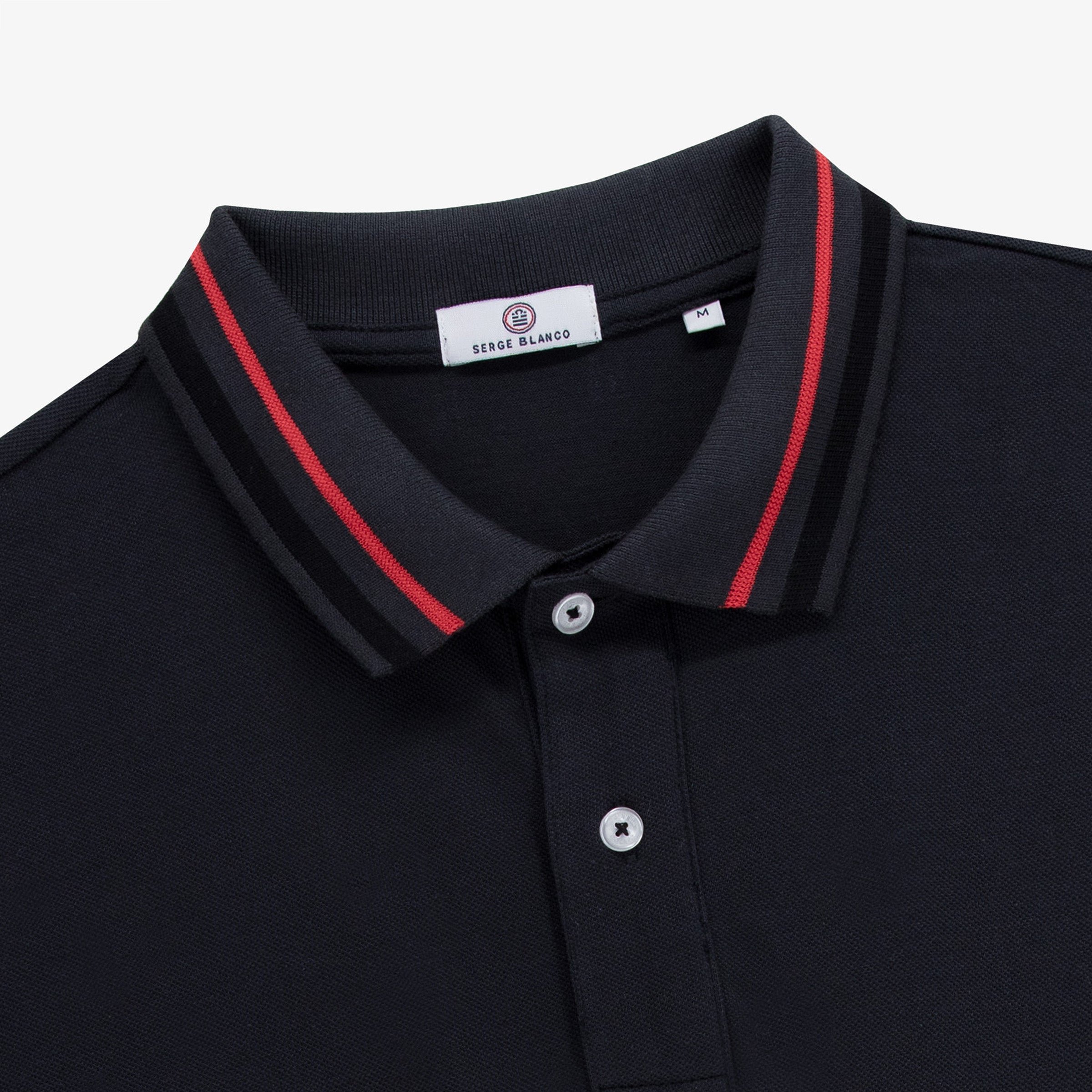 Polo manches courtes maille piquée SERGE BLANCO Noir