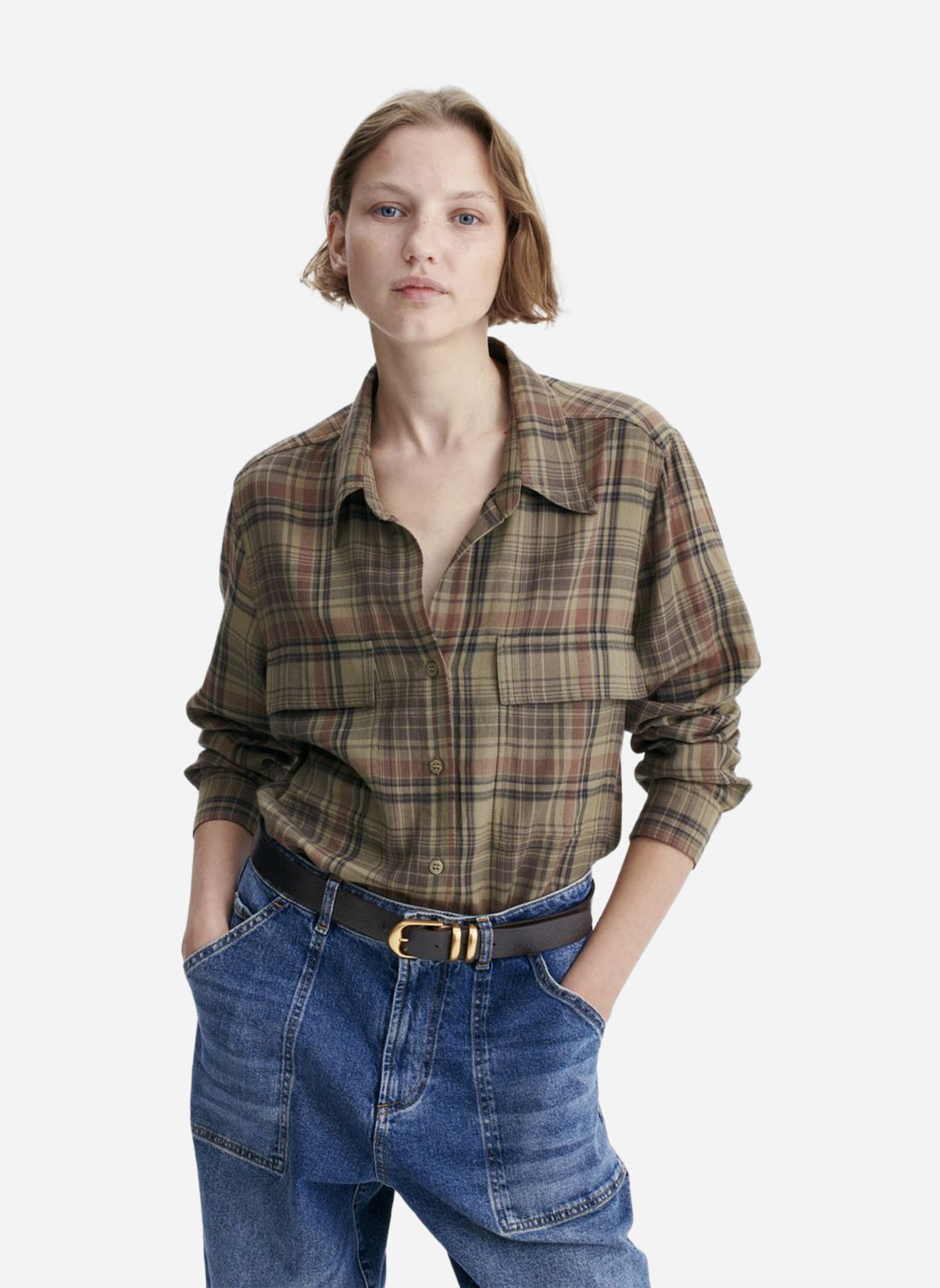 Straight checked shirt VANESSA BRUNO Khaki