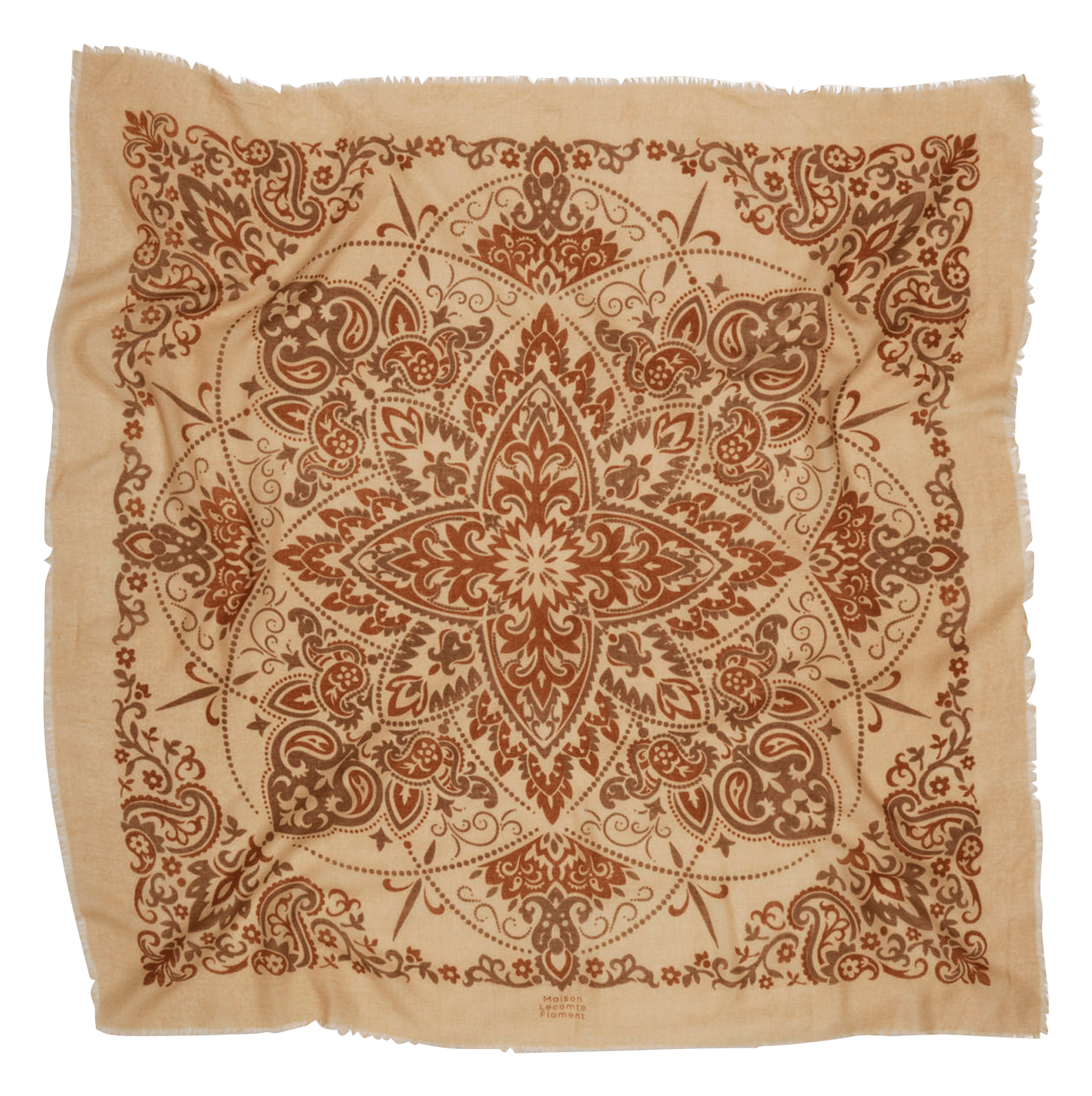 Printed wool and cashmere scarf MAISON LECOMTE FLAMENT Brown