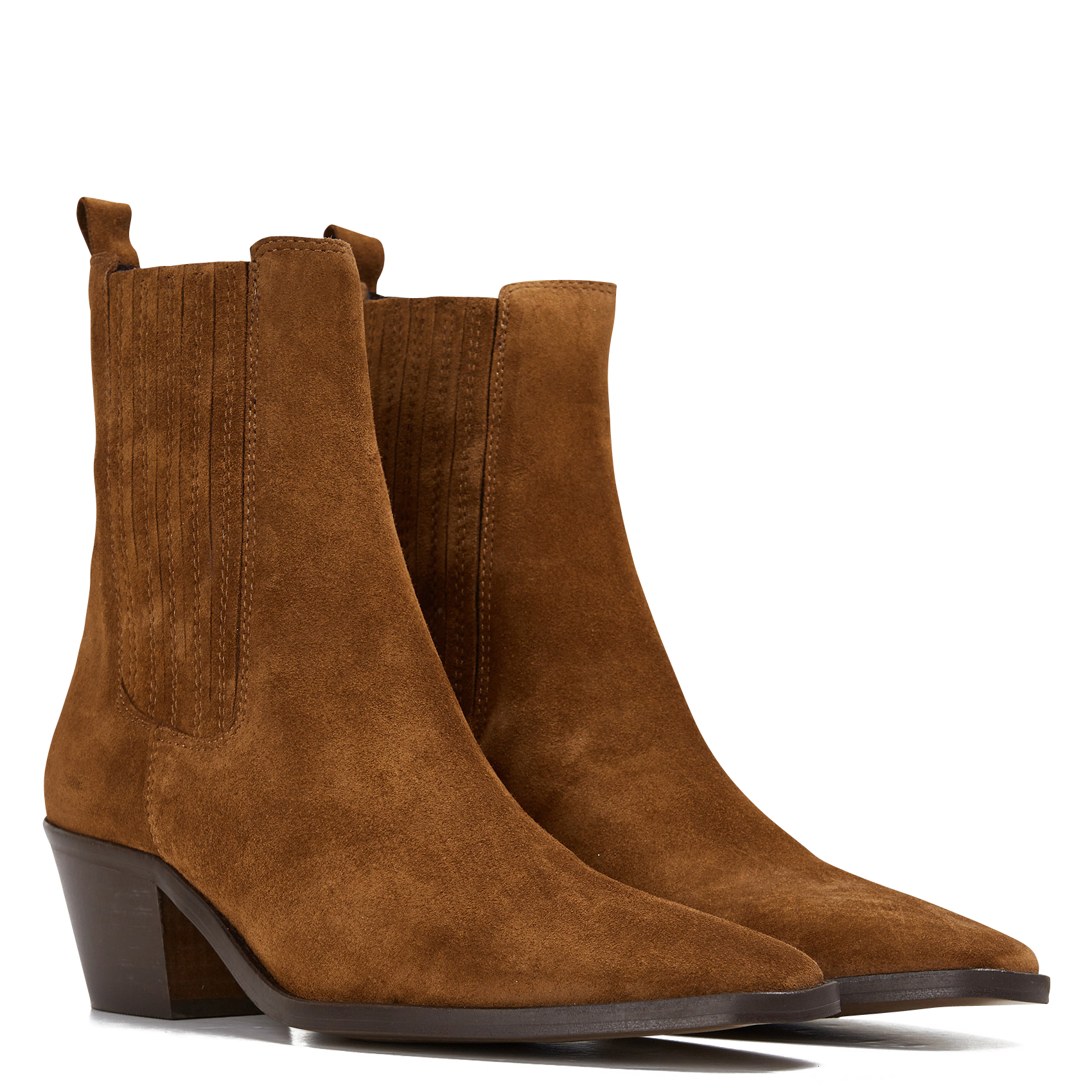 Bottines western talons mi-hauts en cuir velours JONAK Marron