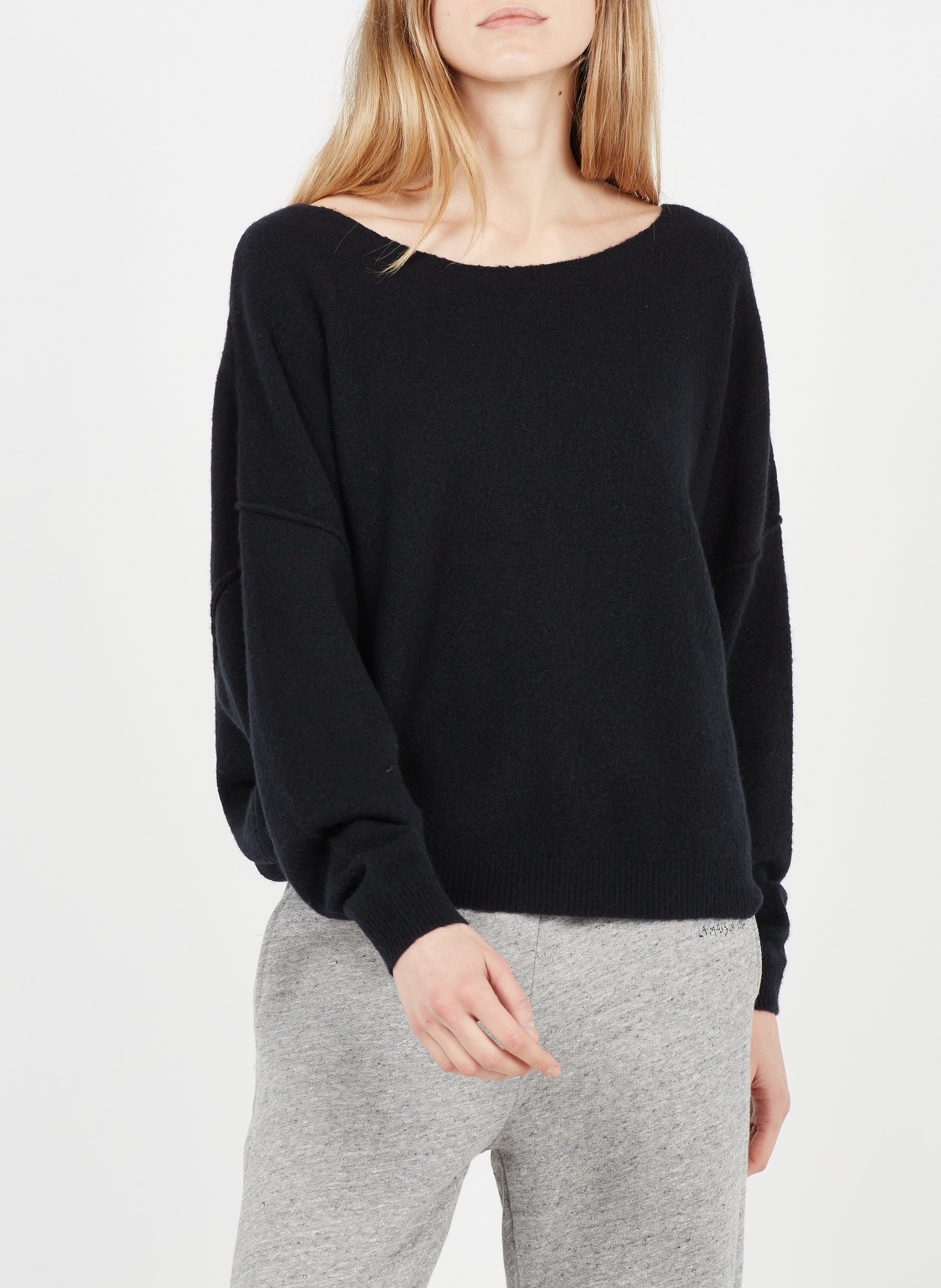 Wollmix-Pullover mit U-Boot-Ausschnitt AMERICAN VINTAGE Schwarz