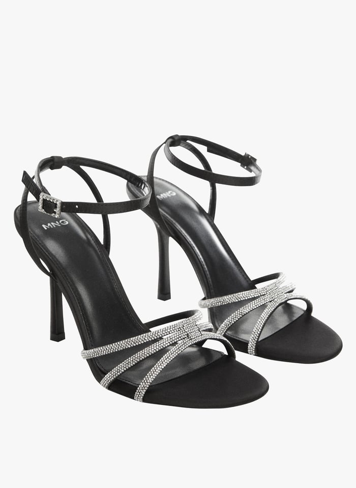 Black Heeled sandals with rhinestones