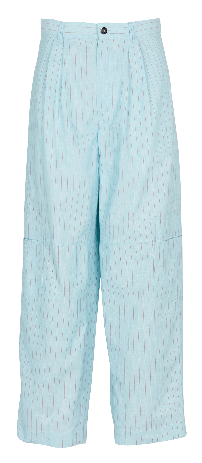 Cotton and linen striped cargo pants ROSEANNA Green