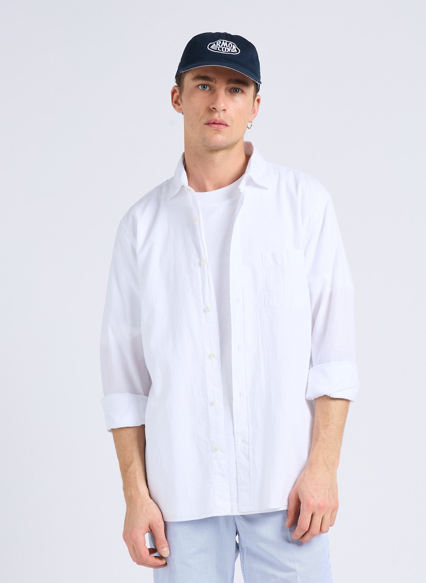 Regular-fit striped cotton shirt HARTFORD White