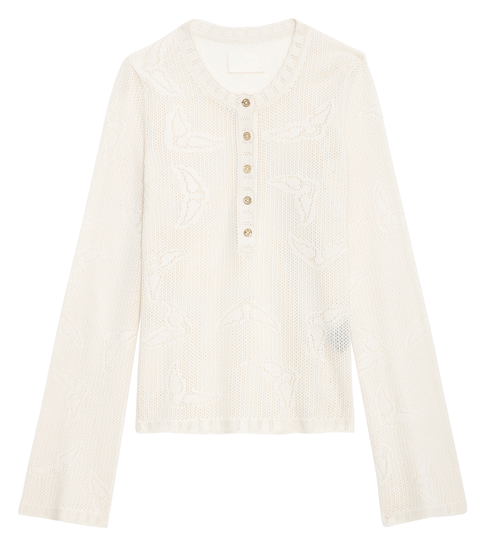 Pull en maille pointelle de coton bio ZADIG&VOLTAIRE Blanc