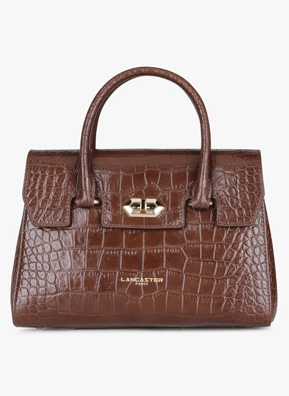 Croco embossed leather tote bag Vison Lancaster paris Women