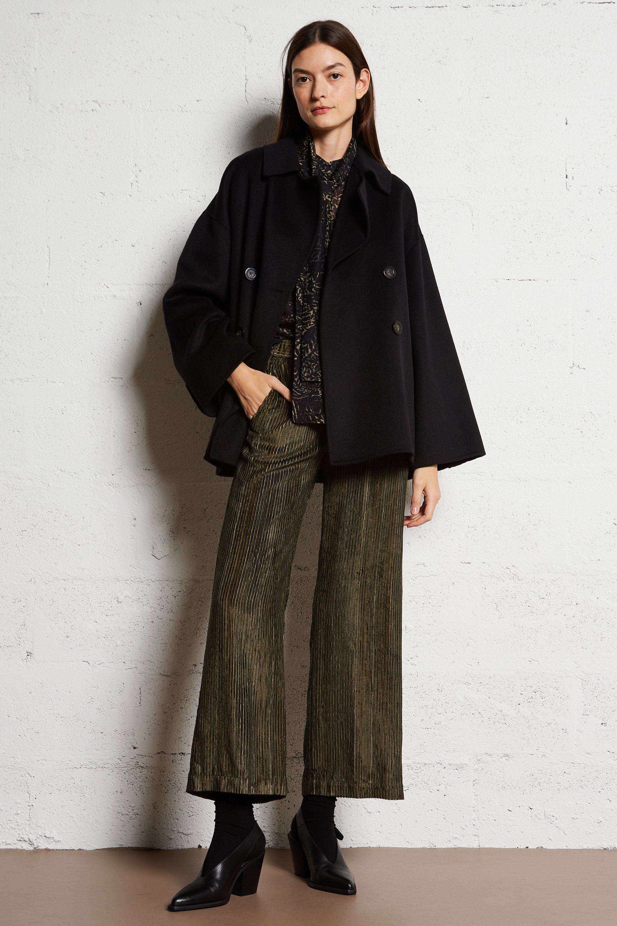 Straight printed silk and cotton shirt DIEGA Blue