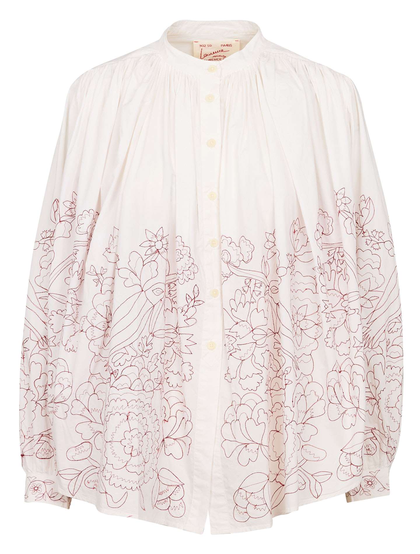 Round-neck loose cotton embroidered blouse LAURENCE BRAS White