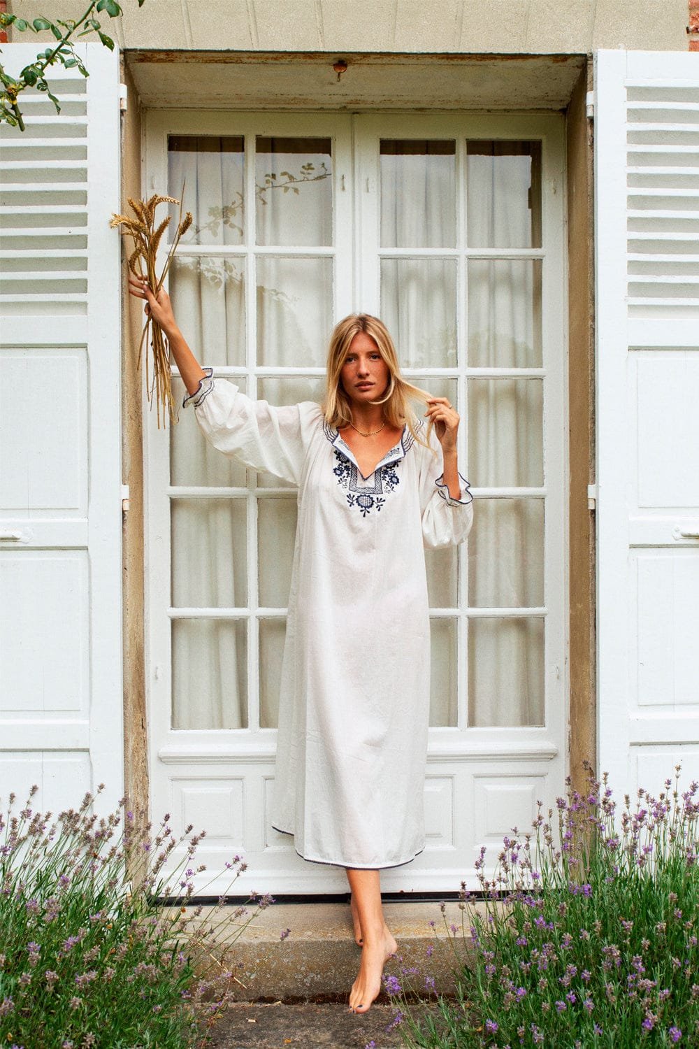 Robe longue brodee GERMAINE DES PRES Multicolore